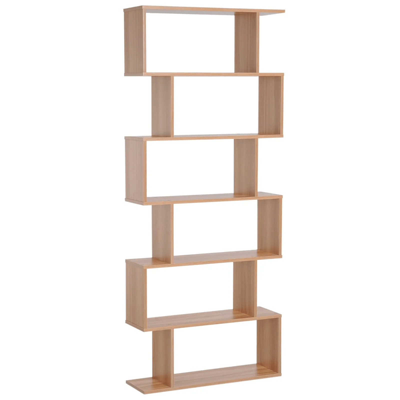 Large Wooden Bookcase 6 Tier S Shaped Bookshelf Storage Unit Tall Display Shelf - Home and Garden Furniture Shop - #rustic - furniture#