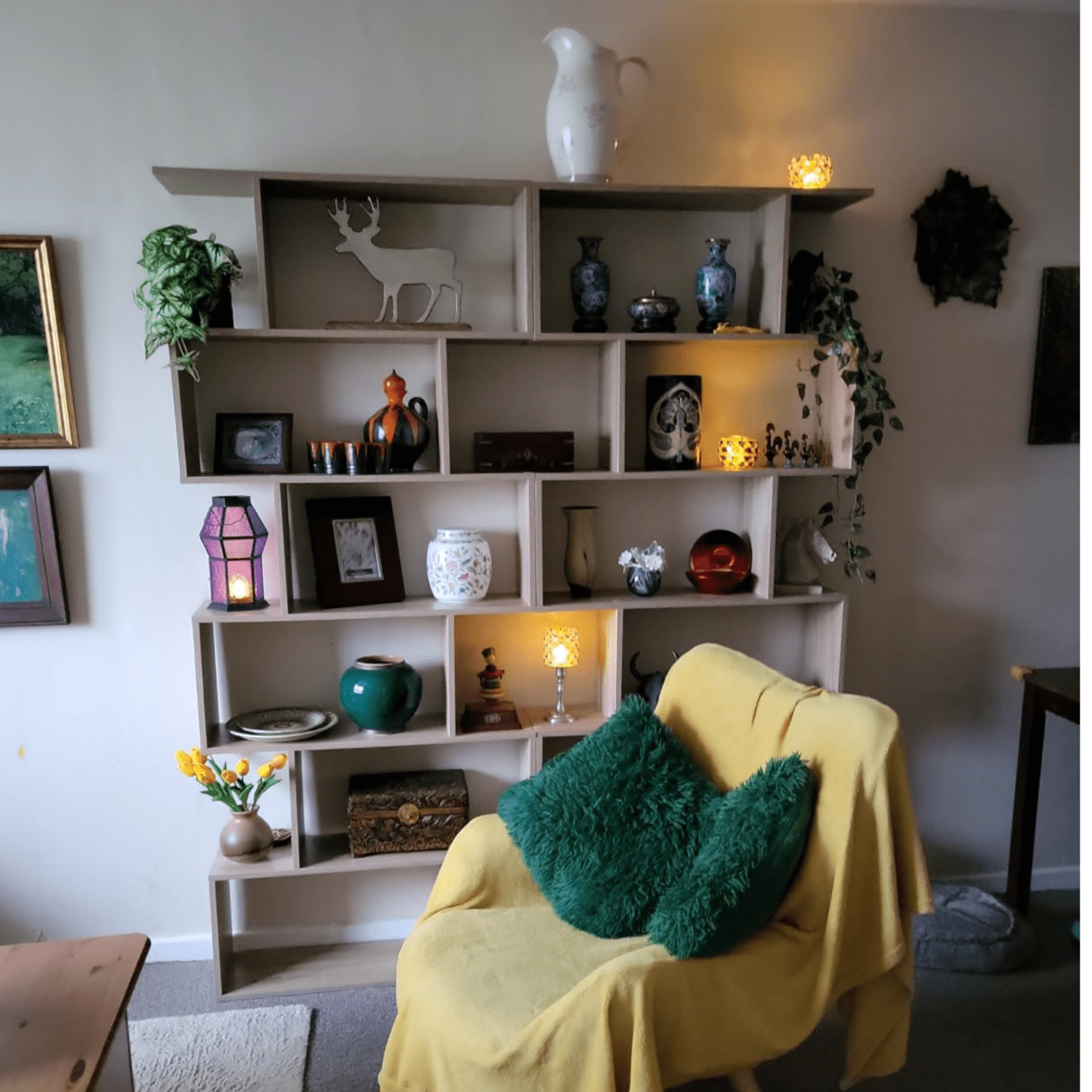 Large Wooden Bookcase S Shaped Storage Unit Room Divider Tall Display Shelves 6 - Home and Garden Furniture Shop - rustic - furniture