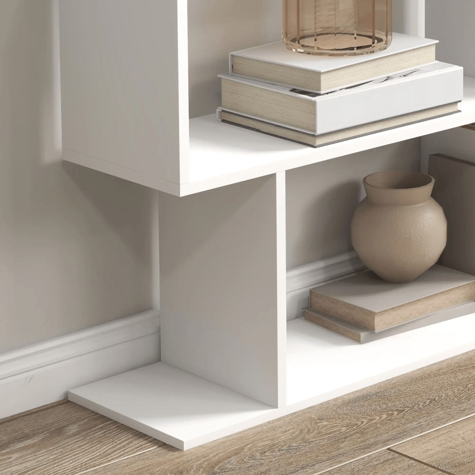 Large Wooden Bookcase Tall S Shaped Bookshelf Storage Unit 6 Tier Display Shelf - Home and Garden Furniture Shop - rustic - furniture