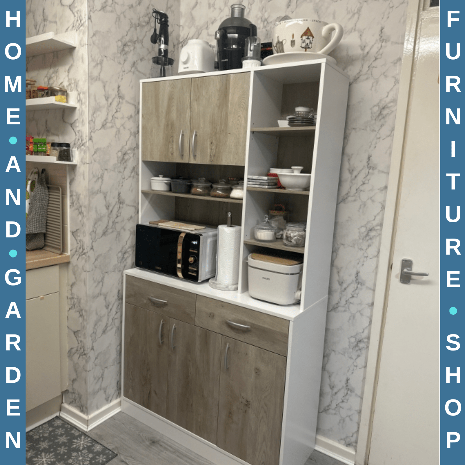 Larger Kitchen Larder Cupboard Buffet Storage Cabinet Server Sideboard Drawers - Home and Garden Furniture Shop - rustic - furniture