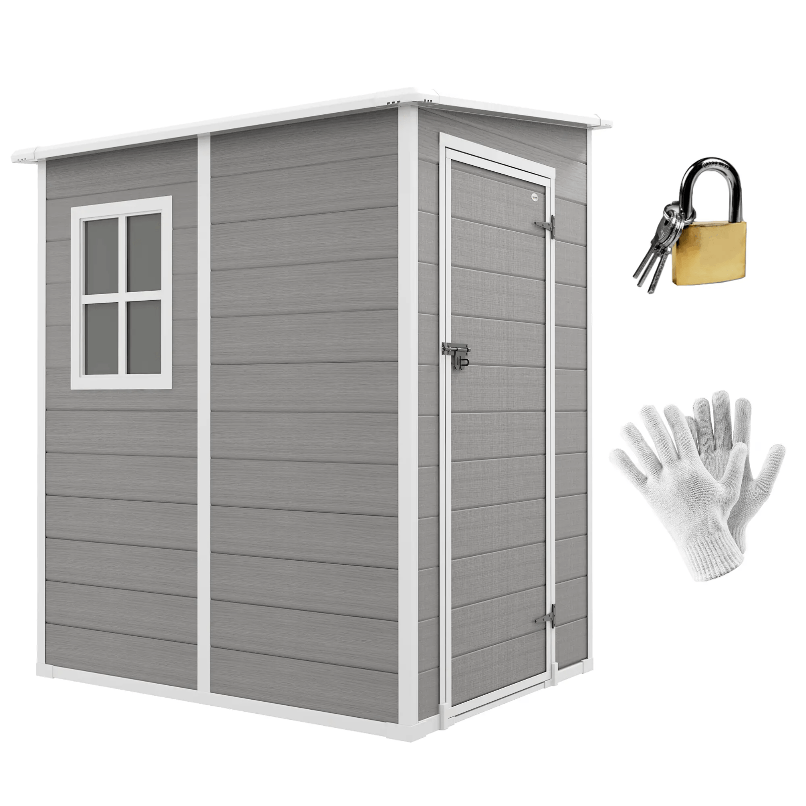 Lean to Garden Shed with Window 4 x 5ft Plastic Tool Storage House Lockable Door - Home and Garden Furniture Shop - #rustic - furniture#