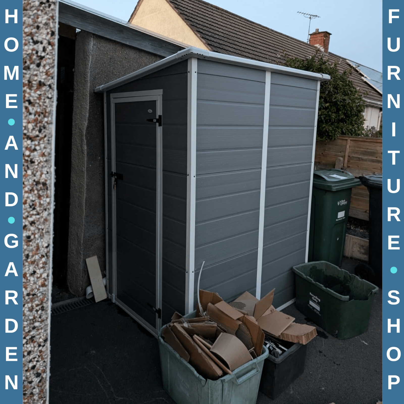 Lean to Garden Shed with Window 4 x 5ft Plastic Tool Storage House Lockable Door - Home and Garden Furniture Shop - rustic - furniture
