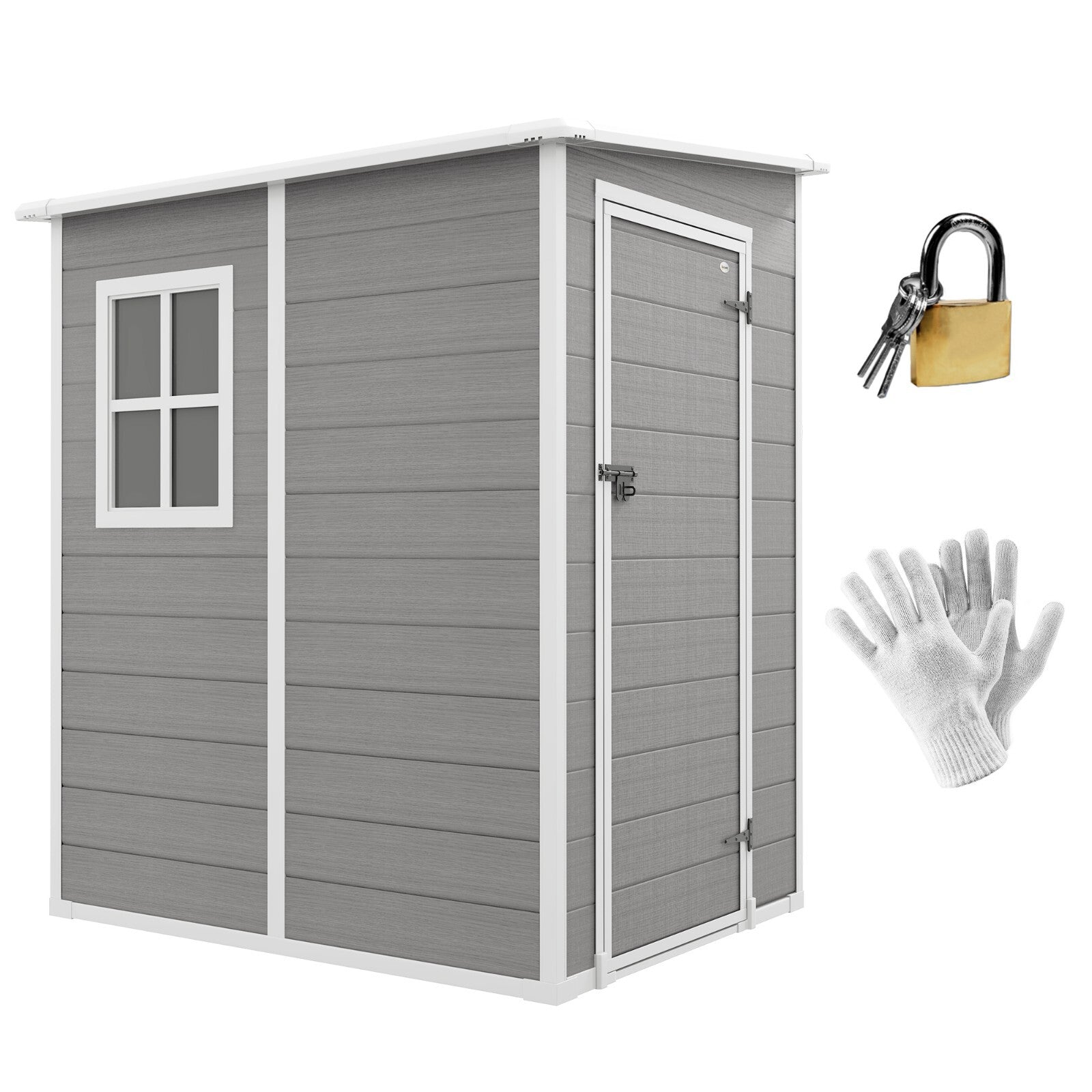 Lean to Garden Shed with Window 4 x 5ft Plastic Tool Storage House Lockable Door - Home and Garden Furniture Shop - rustic - furniture