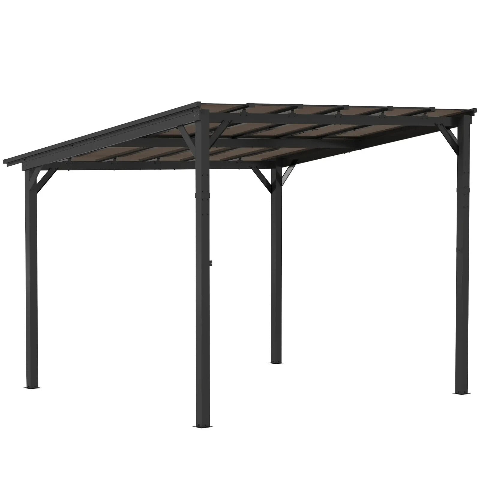 Lean to Metal Pergola Gazebo Waterproof Hardtop Roof 3 x 3(m) Patio Rain Shelter - Home and Garden Furniture Shop - rustic - furniture