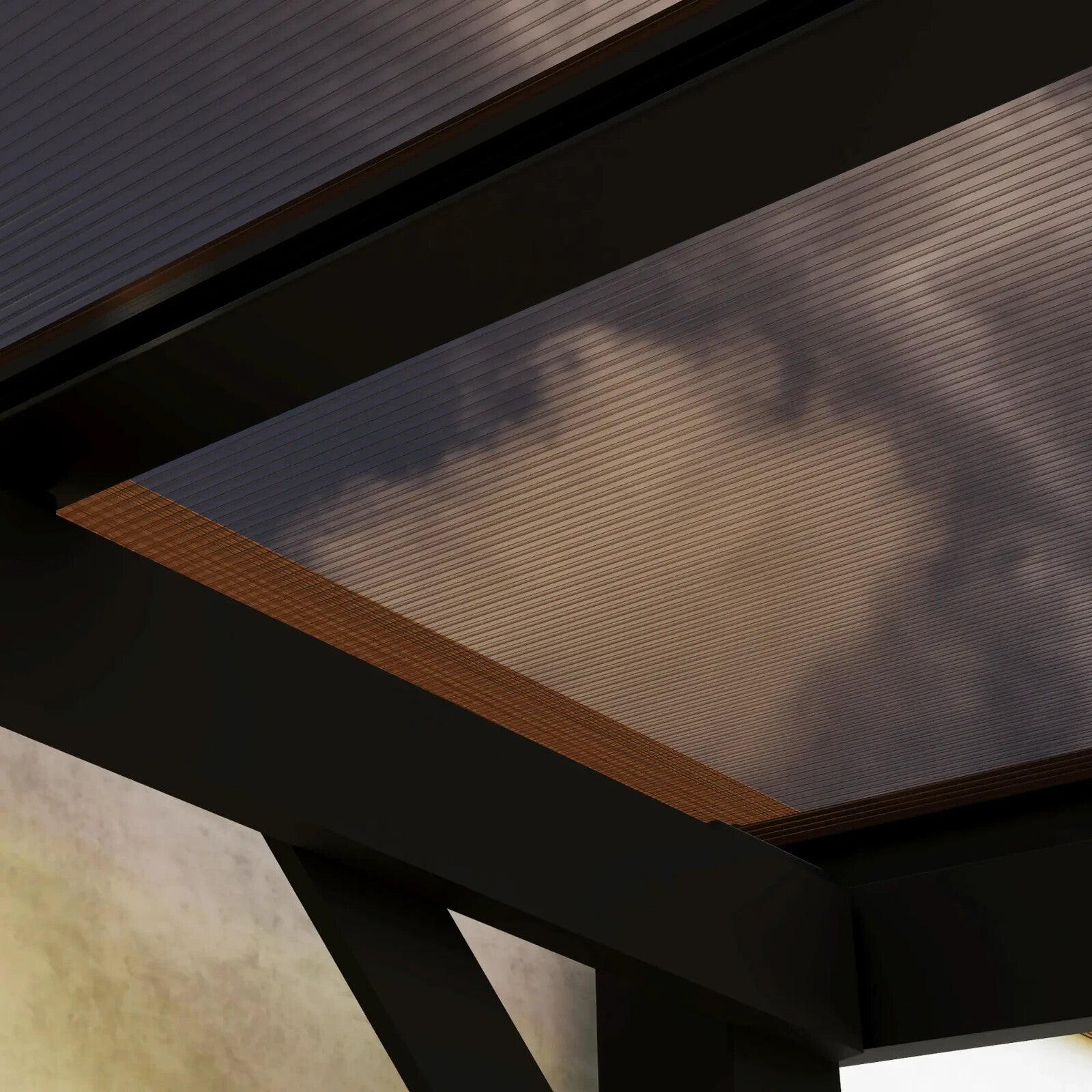 Lean to Metal Pergola Gazebo Waterproof Hardtop Roof 3 x 3(m) Patio Rain Shelter - Home and Garden Furniture Shop - rustic - furniture