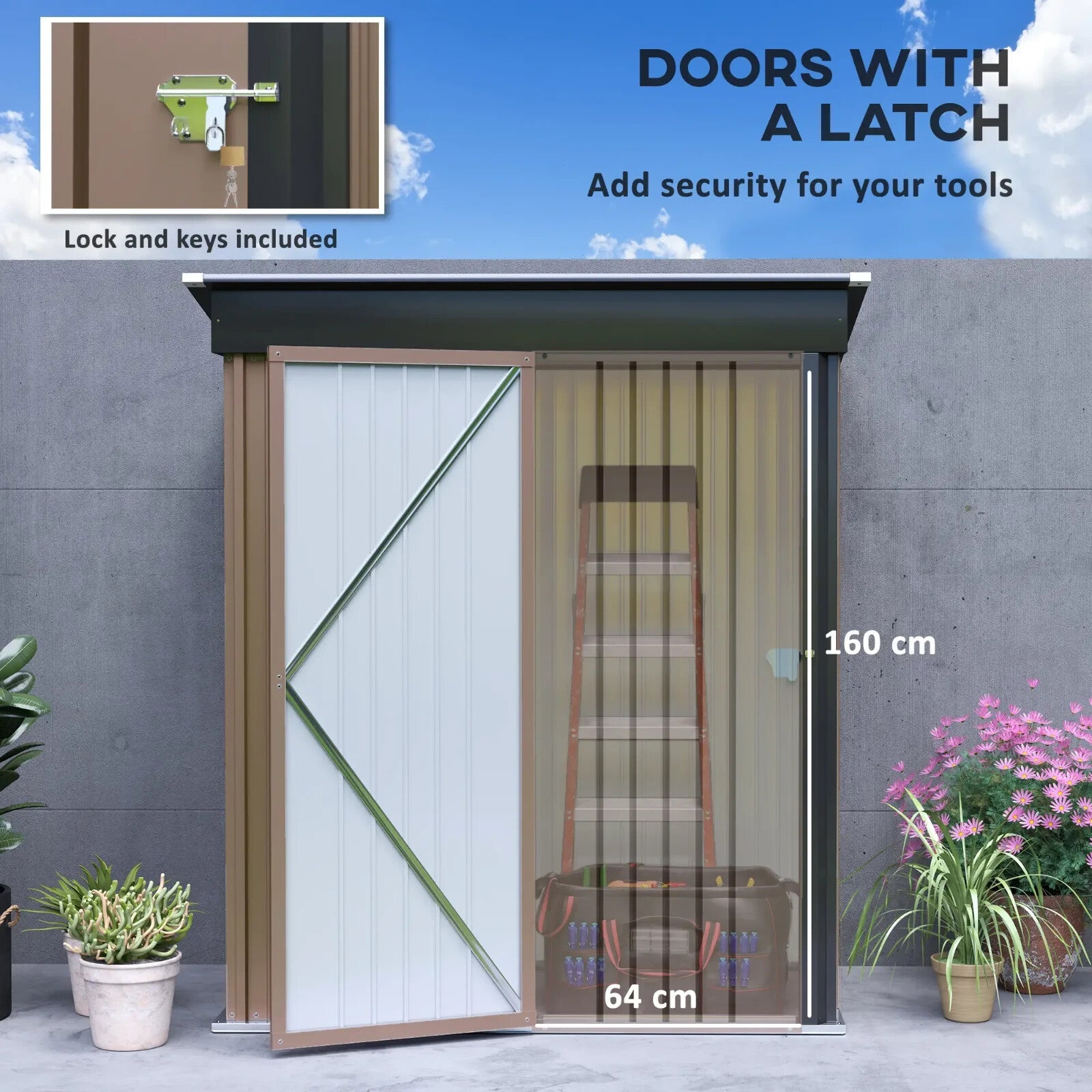 Lean to Steel Garden Storage Shed for Bike Tool 5 x 3ft Brown Small Outdoor Shed - Home and Garden Furniture Shop - rustic - furniture