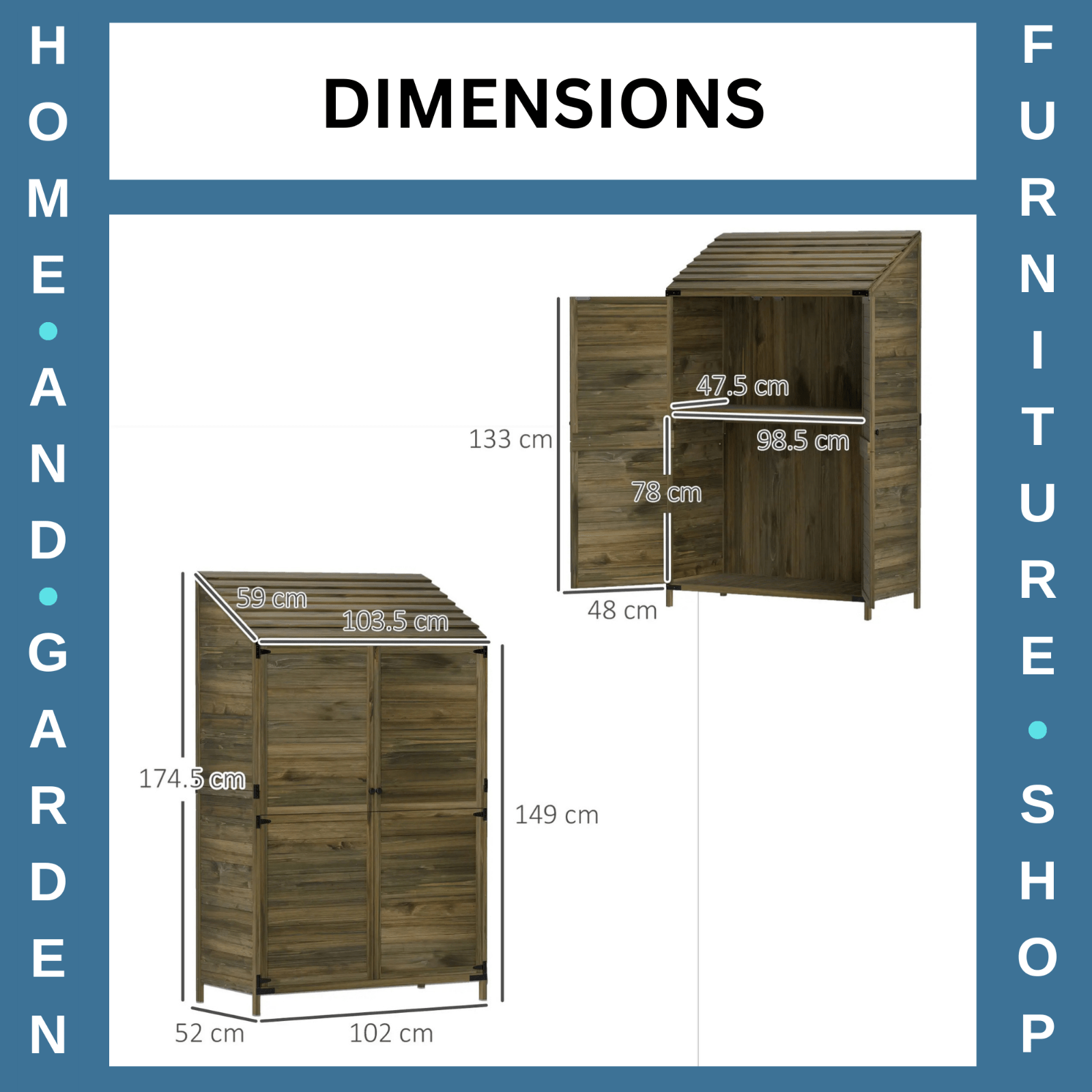 Lean To Wooden Garden Shed Tool Storage Cabinet with Shelves and Double Doors - Home and Garden Furniture Shop - rustic - furniture