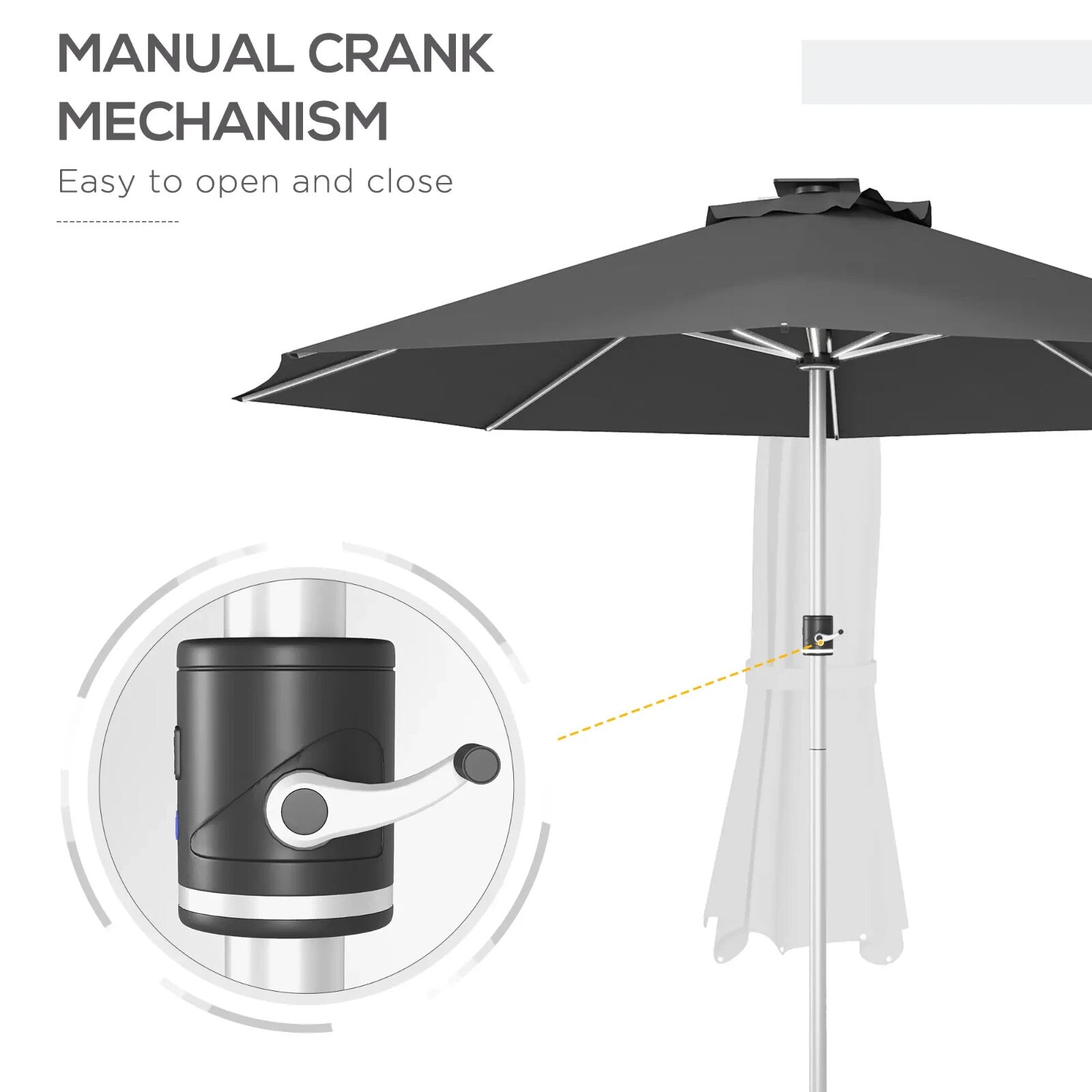 LED Patio Umbrella with Solar USB Charging 4Lighting Mode Outdoor Garden Parasol - Home and Garden Furniture Shop - rustic - furniture