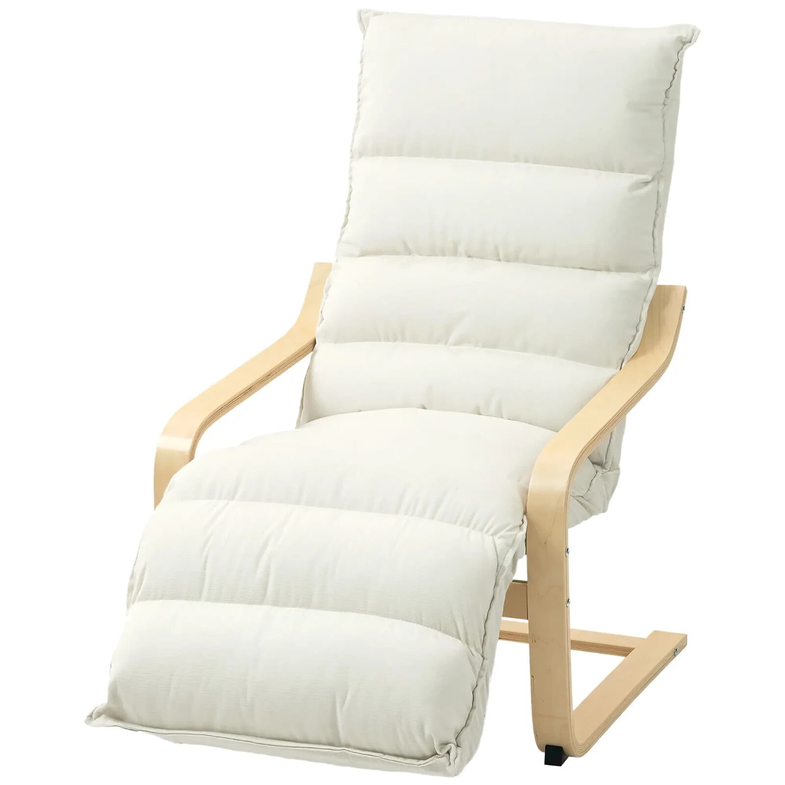 Lounge Chair Wood Frame Living Room with Adjustable Footrest & High Back Cream - Home and Garden Furniture Shop - rustic - furniture