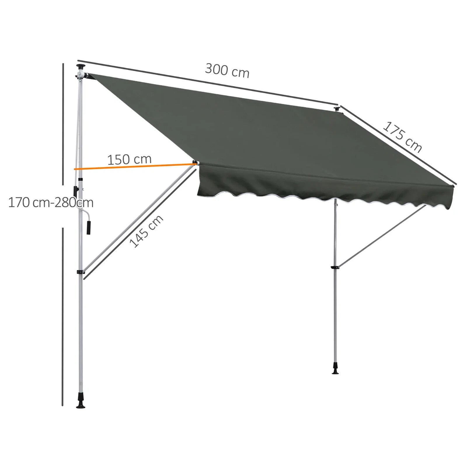 Manual Awning Rectangular Aluminium Frame Retractable Shade with Handle Grey - Home and Garden Furniture Shop - rustic - furniture