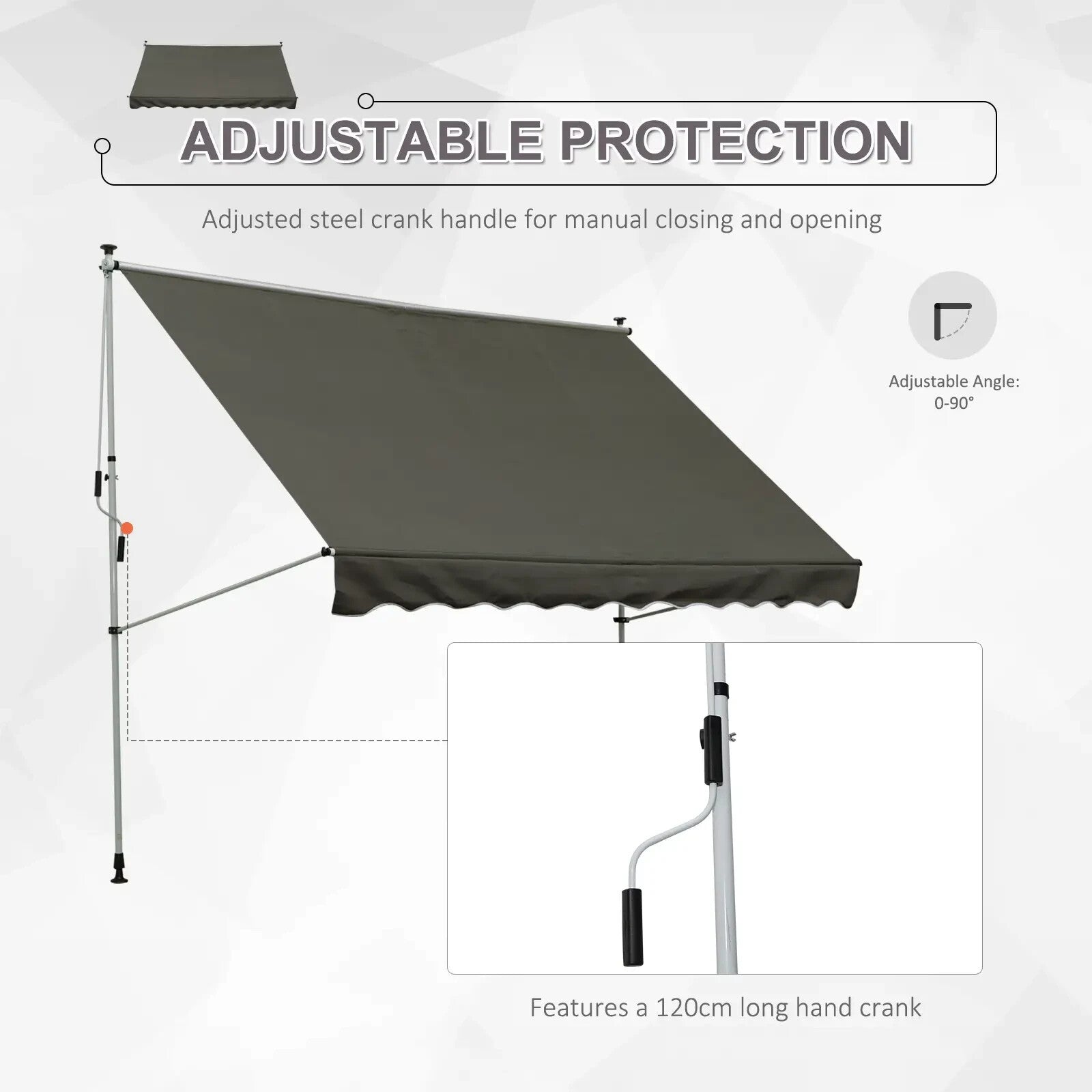 Manual Awning Rectangular Aluminium Frame Retractable Shade with Handle Grey - Home and Garden Furniture Shop - rustic - furniture