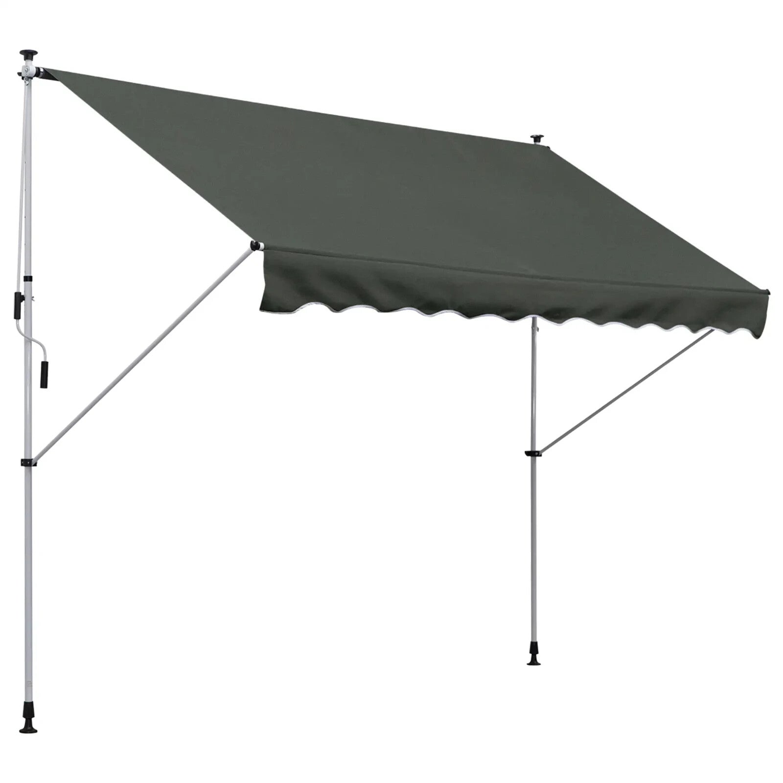 Manual Awning Rectangular Aluminium Frame Retractable Shade with Handle Grey - Home and Garden Furniture Shop - rustic - furniture