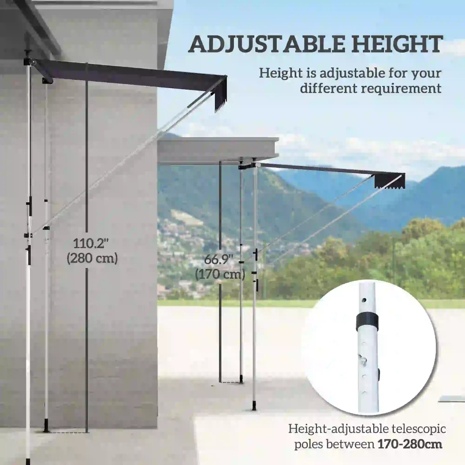 Manual Awning Retractable Shade Rectangular Aluminium Frame with Handle Grey - Home and Garden Furniture Shop - rustic - furniture