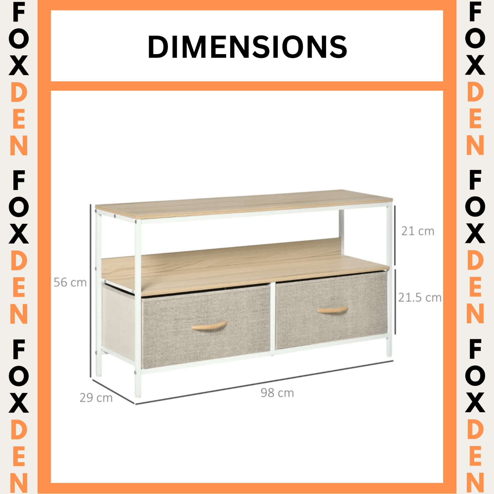 MDF Oak TV Stand Cabinet TV Console Center Unit 2 Drawers Shelf White Metal Legs - Home and Garden Furniture Shop - rustic - furniture