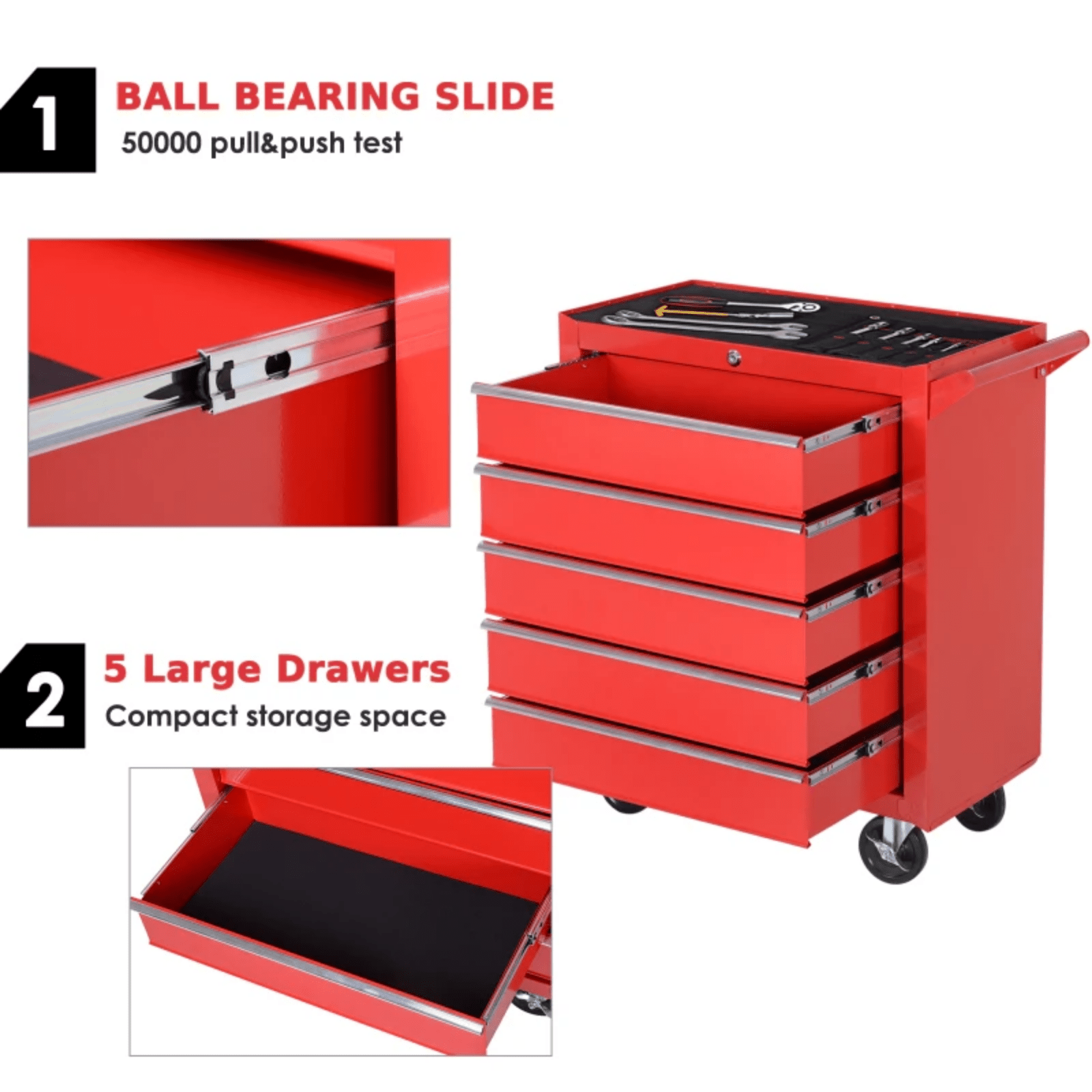 Mechanic Roller Tool Cabinet Storage Chest Box Garage Workshop 7 Drawers Red Set - Home and Garden Furniture Shop - rustic - furniture