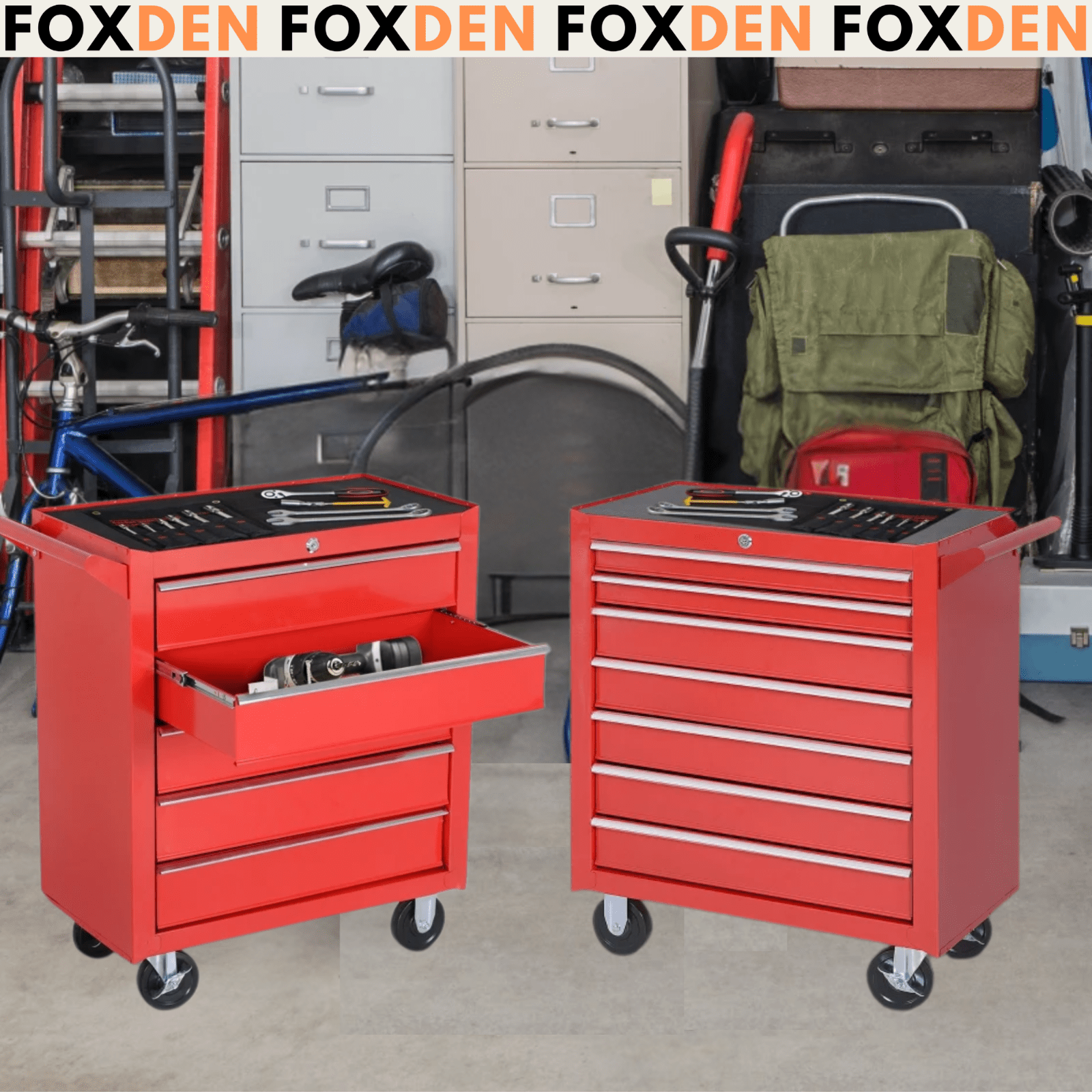 Mechanic Roller Tool Cabinet Storage Chest Box Garage Workshop 7 Drawers Red Set - Home and Garden Furniture Shop - #rustic - furniture#