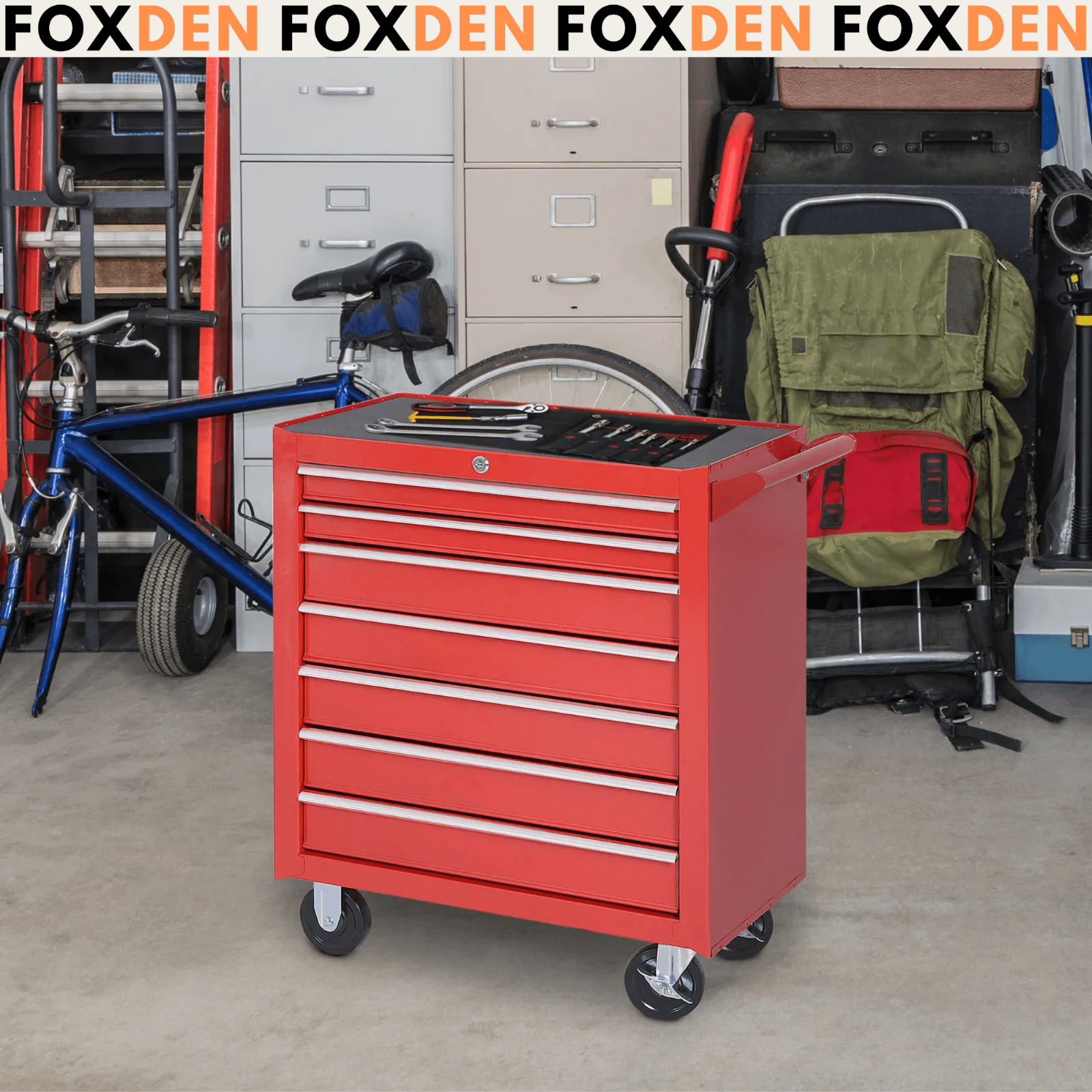 Mechanic Roller Tool Cabinet Storage Chest Box Garage Workshop 7 Drawers Red Set - Home and Garden Furniture Shop - #rustic - furniture#