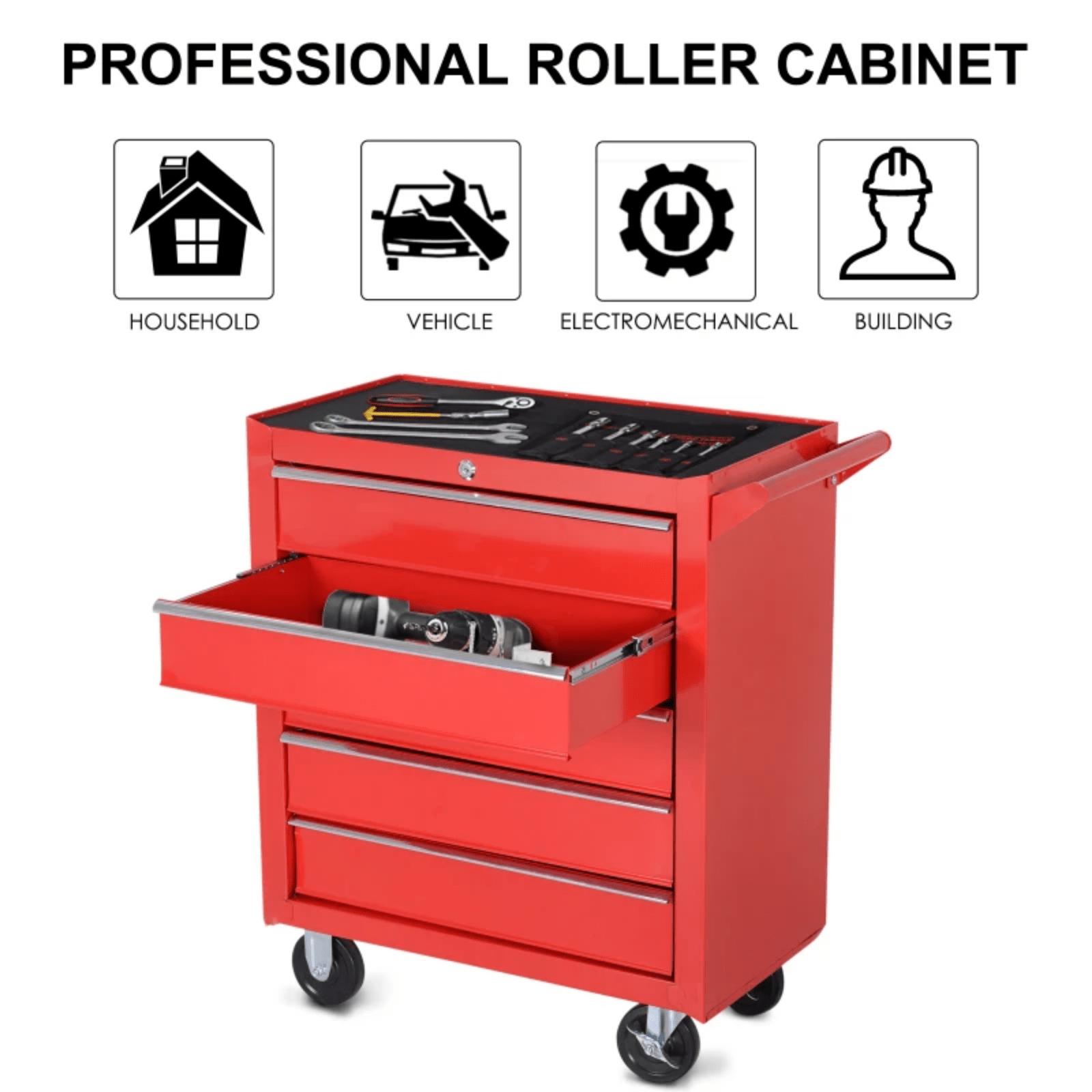 Mechanic Roller Tool Cabinet Storage Chest Box Garage Workshop 7 Drawers Red Set - Home and Garden Furniture Shop - rustic - furniture