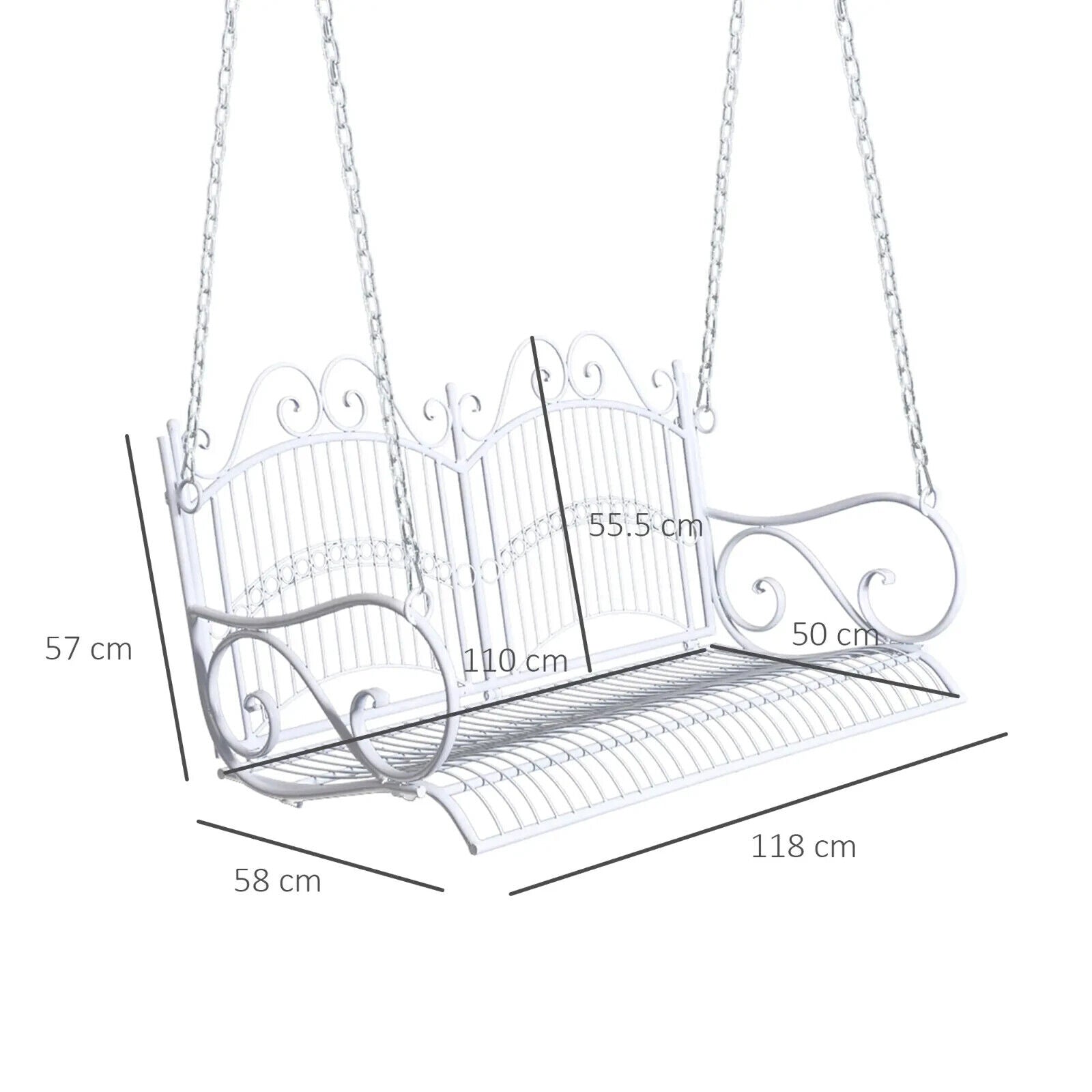Metal 2 Seater Outdoor Garden Swing Bench Patio Hanging Chair for Relaxing - Home and Garden Furniture Shop - #rustic - furniture#