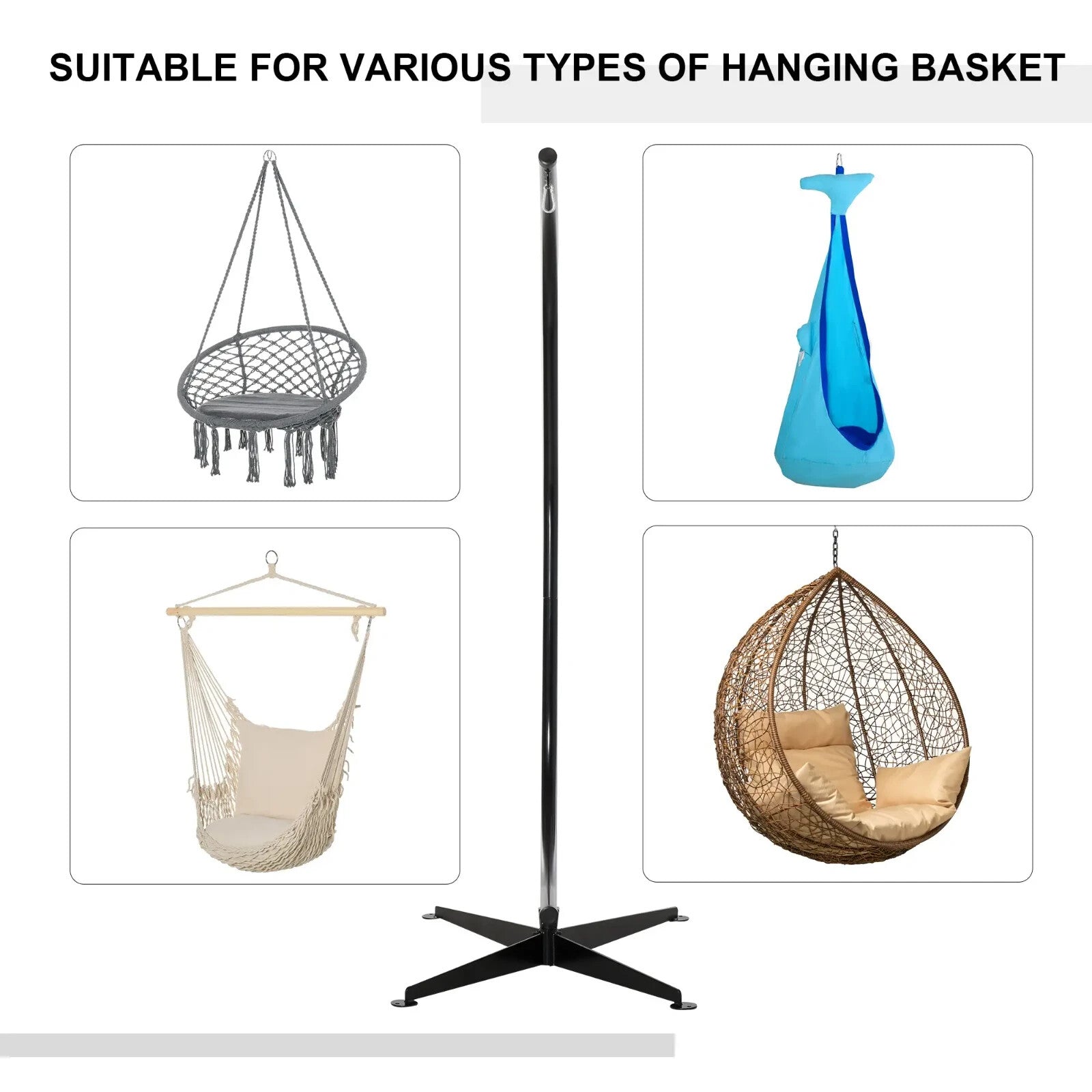 Metal C - Stand for Hammock Chair Swing w/ Heavy Duty Frame for Indoor and Outdoor - Home and Garden Furniture Shop - rustic - furniture