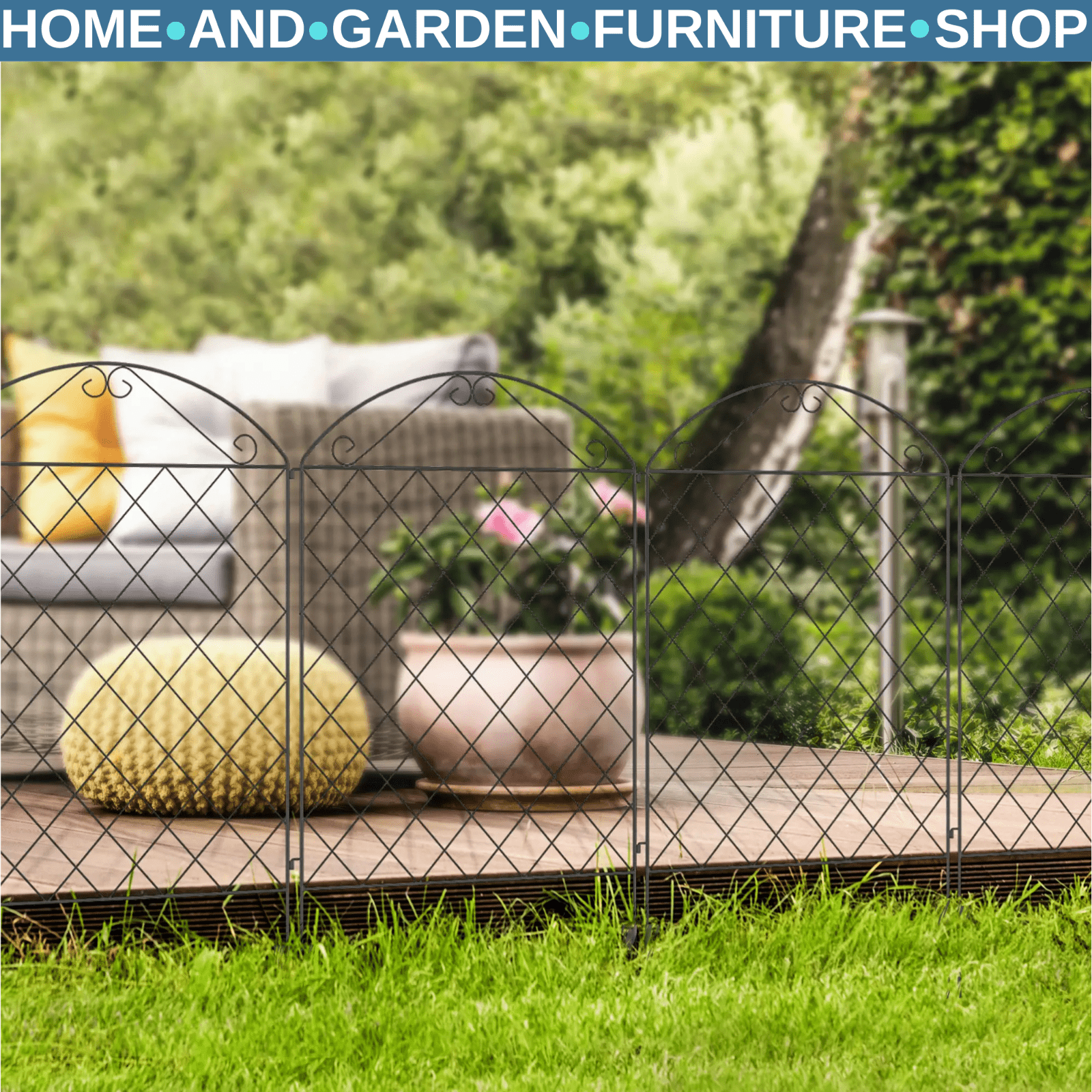 Metal Decorative Garden Fencing 8 Panels 7m Flexible Outdoor Picket Border - Home and Garden Furniture Shop - rustic - furniture