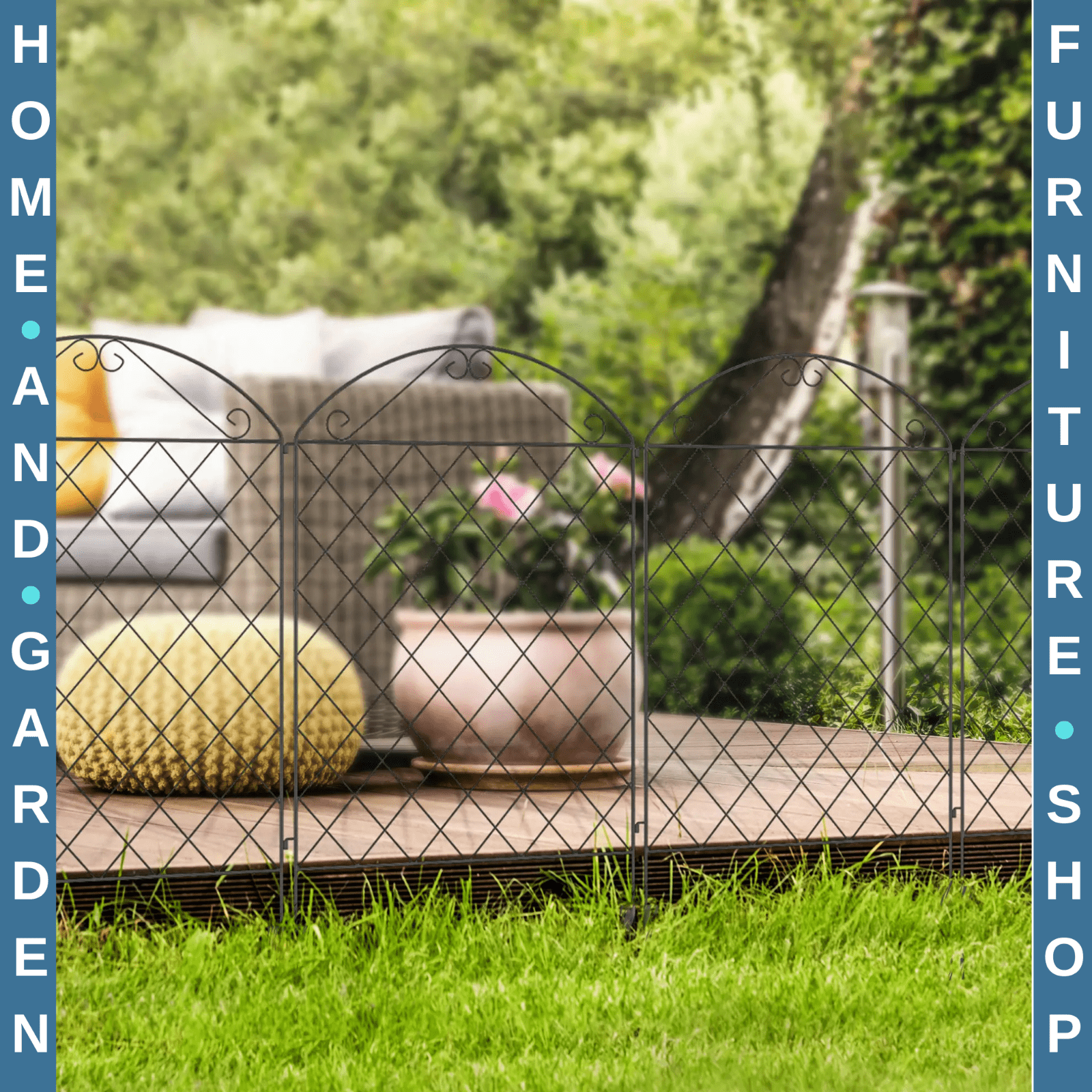 Metal Decorative Garden Fencing 8 Panels 7m Flexible Outdoor Picket Border - Home and Garden Furniture Shop - rustic - furniture