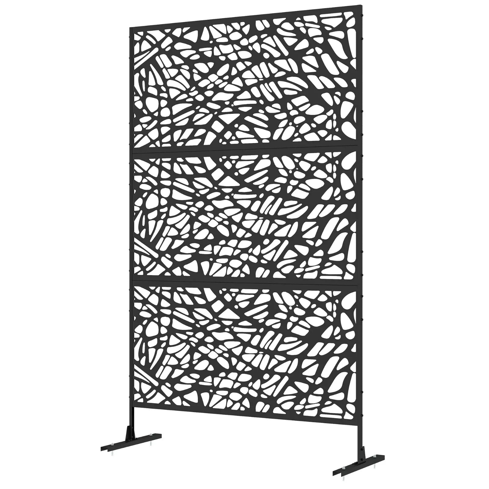 Metal Decorative Privacy Screen Outdoor Garden Divider Panel Black Twisted Lines - Home and Garden Furniture Shop - rustic - furniture