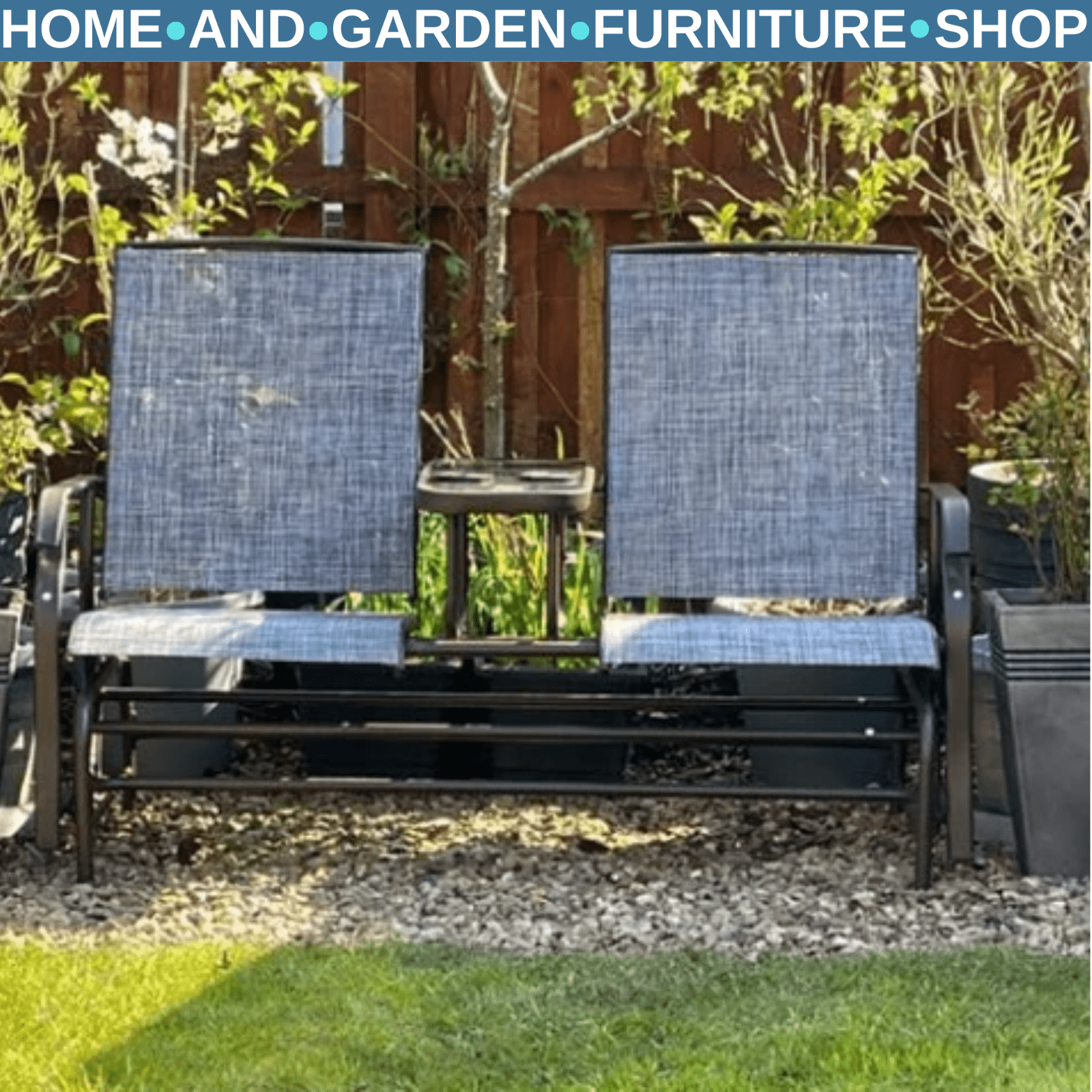 Metal Double Swing Chair Rocking Glider with Table Garden Porch Outdoor Seater - Home and Garden Furniture Shop - rustic - furniture