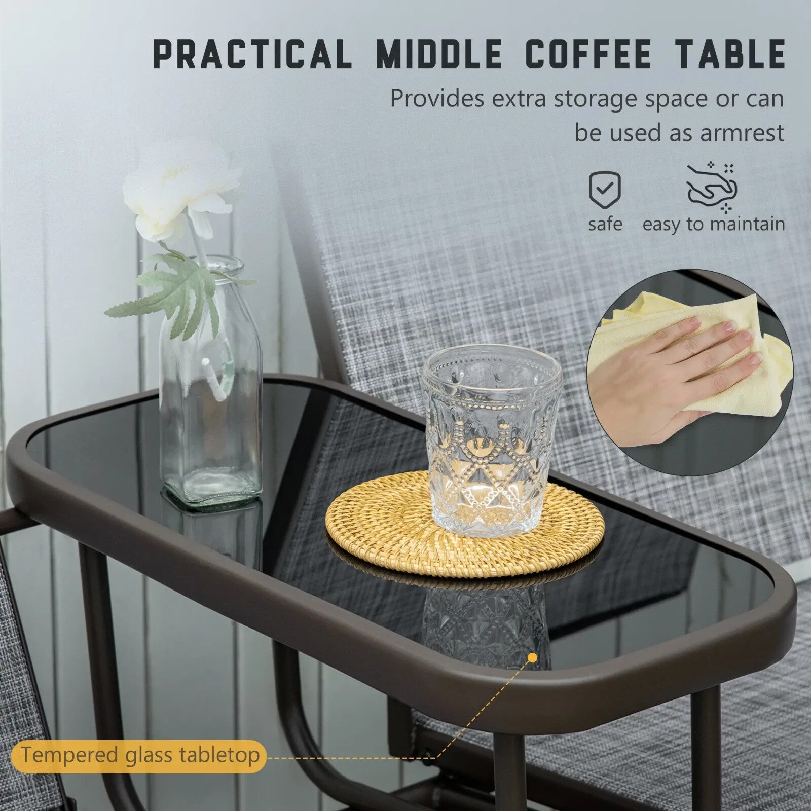 Metal Double Swing Chair Rocking Glider with Table Garden Porch Outdoor Seater - Home and Garden Furniture Shop - rustic - furniture