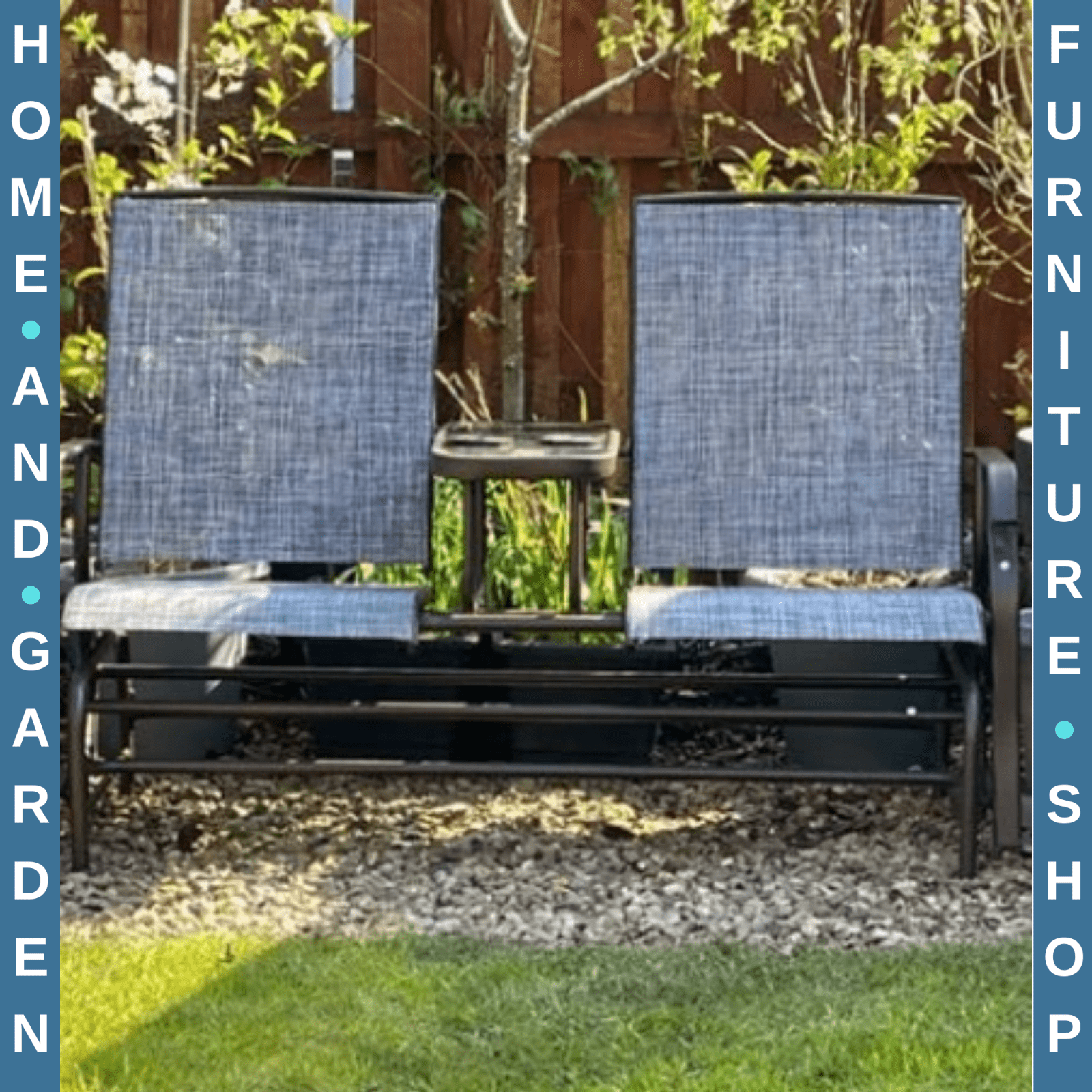 Metal Double Swing Chair Rocking Glider with Table Garden Porch Outdoor Seater - Home and Garden Furniture Shop - rustic - furniture