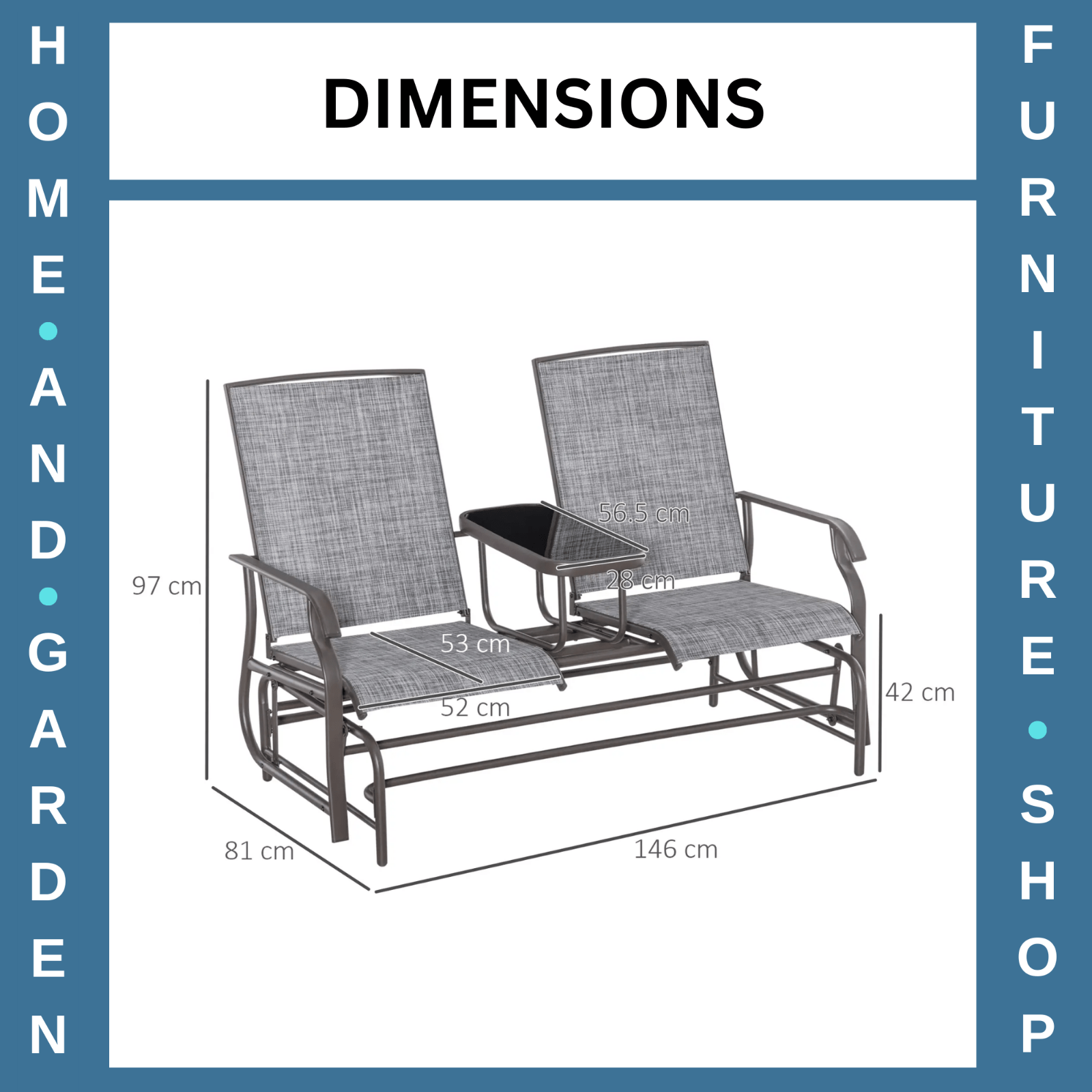 Metal Double Swing Chair Rocking Glider with Table Garden Porch Outdoor Seater - Home and Garden Furniture Shop - rustic - furniture
