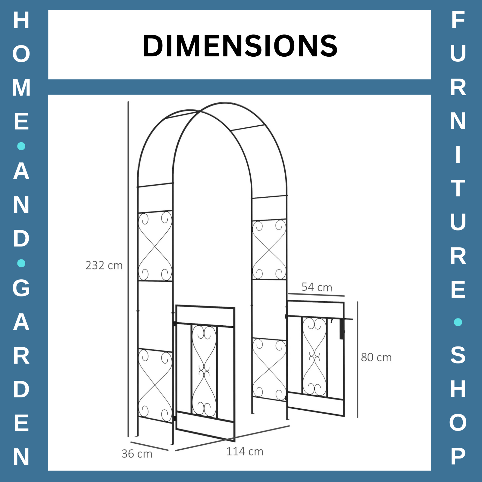 Metal Garden Arch with Double Gates Outdoor Arbour for Climbing Plants and Roses - Home and Garden Furniture Shop - rustic - furniture
