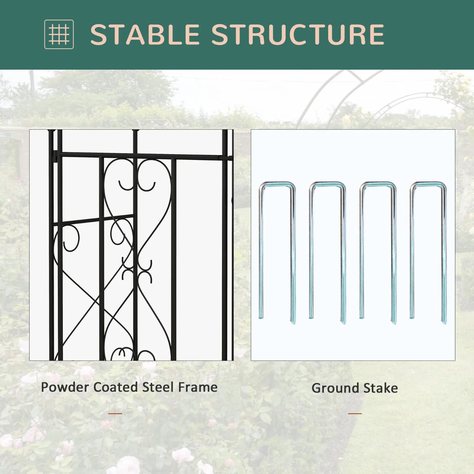 Metal Garden Arch with Double Gates Outdoor Arbour for Climbing Plants and Roses - Home and Garden Furniture Shop - rustic - furniture