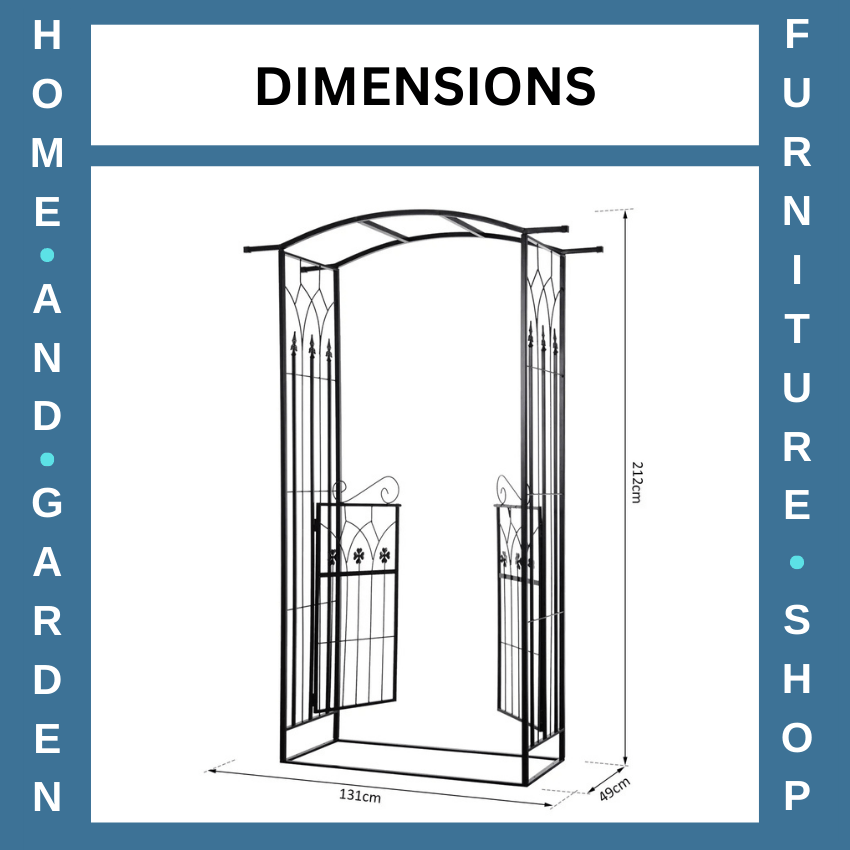 Metal Garden Arch with Gate Outdoor Climbing Plant Trellis Arbour Archway Black - Home and Garden Furniture Shop - rustic - furniture