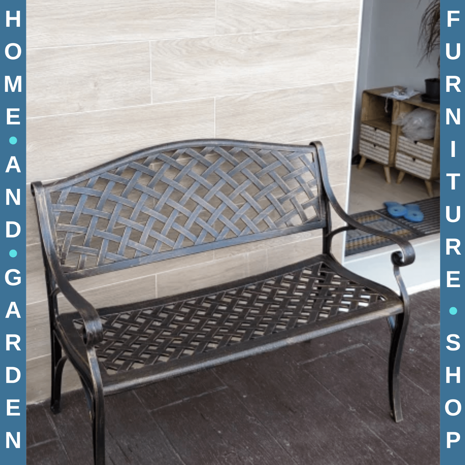 Metal Garden Bench 2 Seater Cast Aluminium Antique Park Loveseat Patio Bronze - Home and Garden Furniture Shop - rustic - furniture