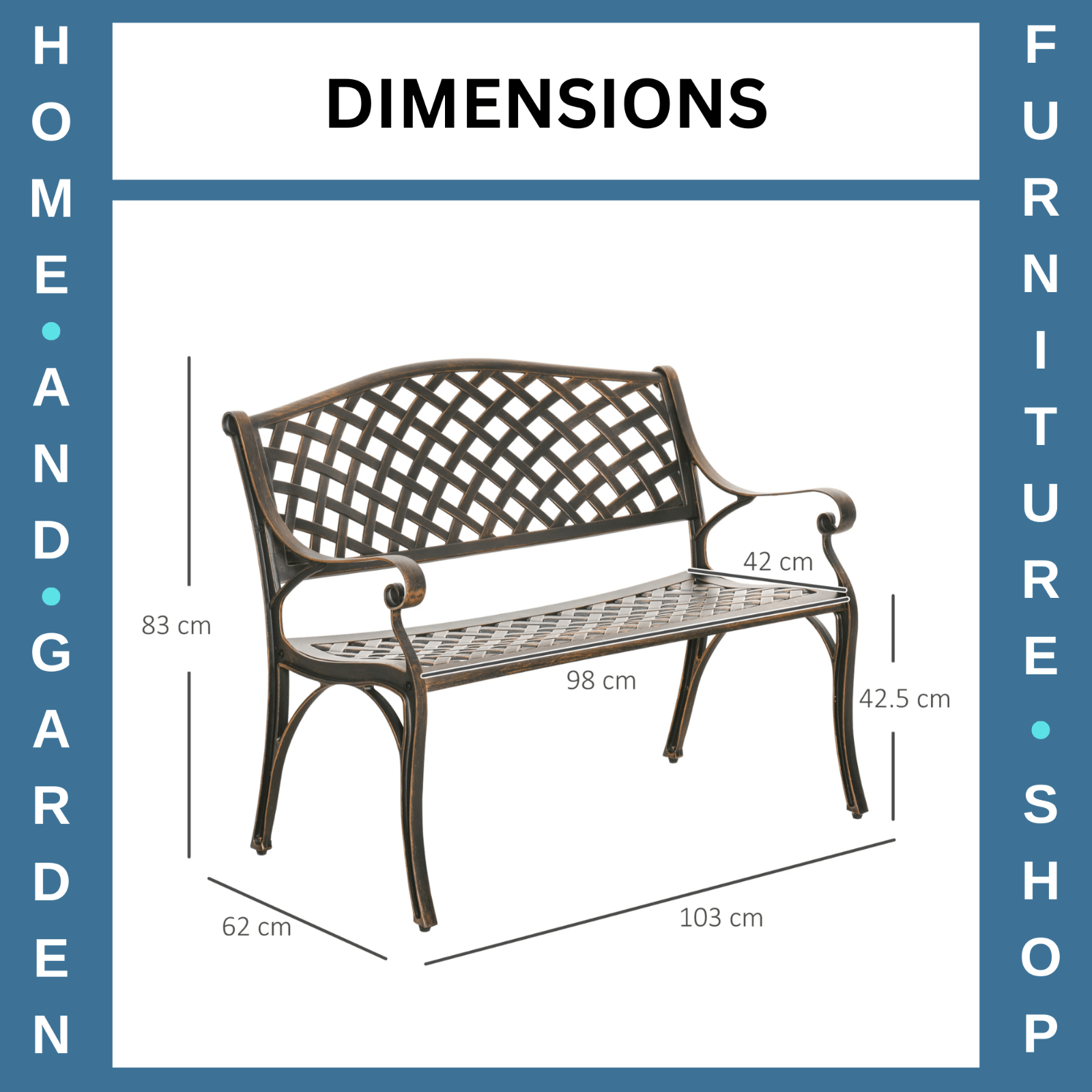 Metal Garden Bench 2 Seater Cast Aluminium Antique Park Loveseat Patio Bronze - Home and Garden Furniture Shop - rustic - furniture