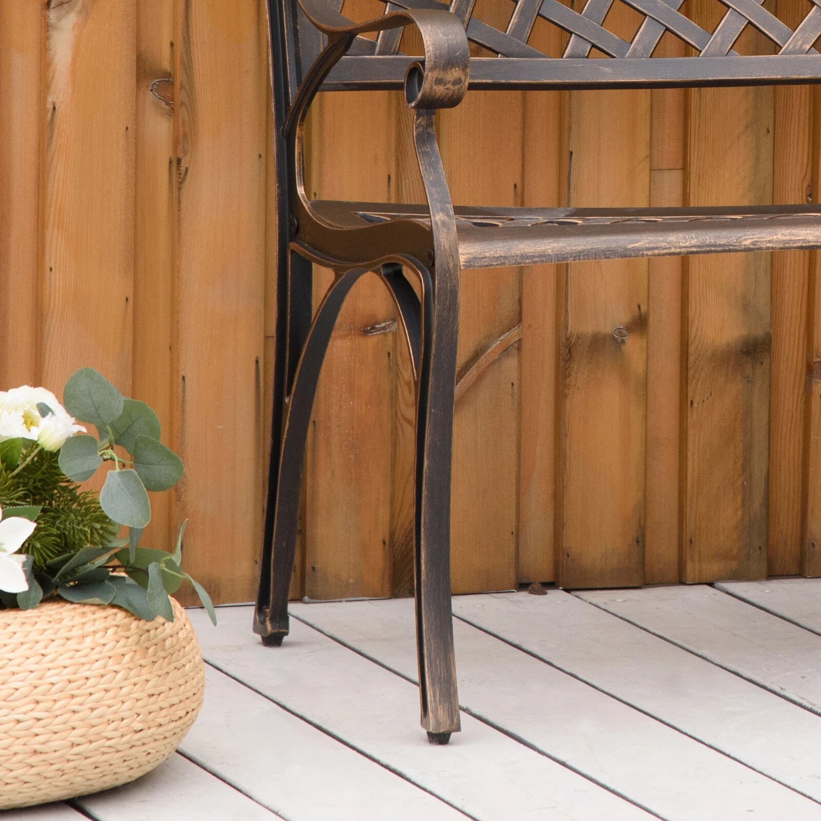 Metal Garden Bench 2 Seater Cast Aluminium Antique Park Loveseat Patio Bronze - Home and Garden Furniture Shop - rustic - furniture