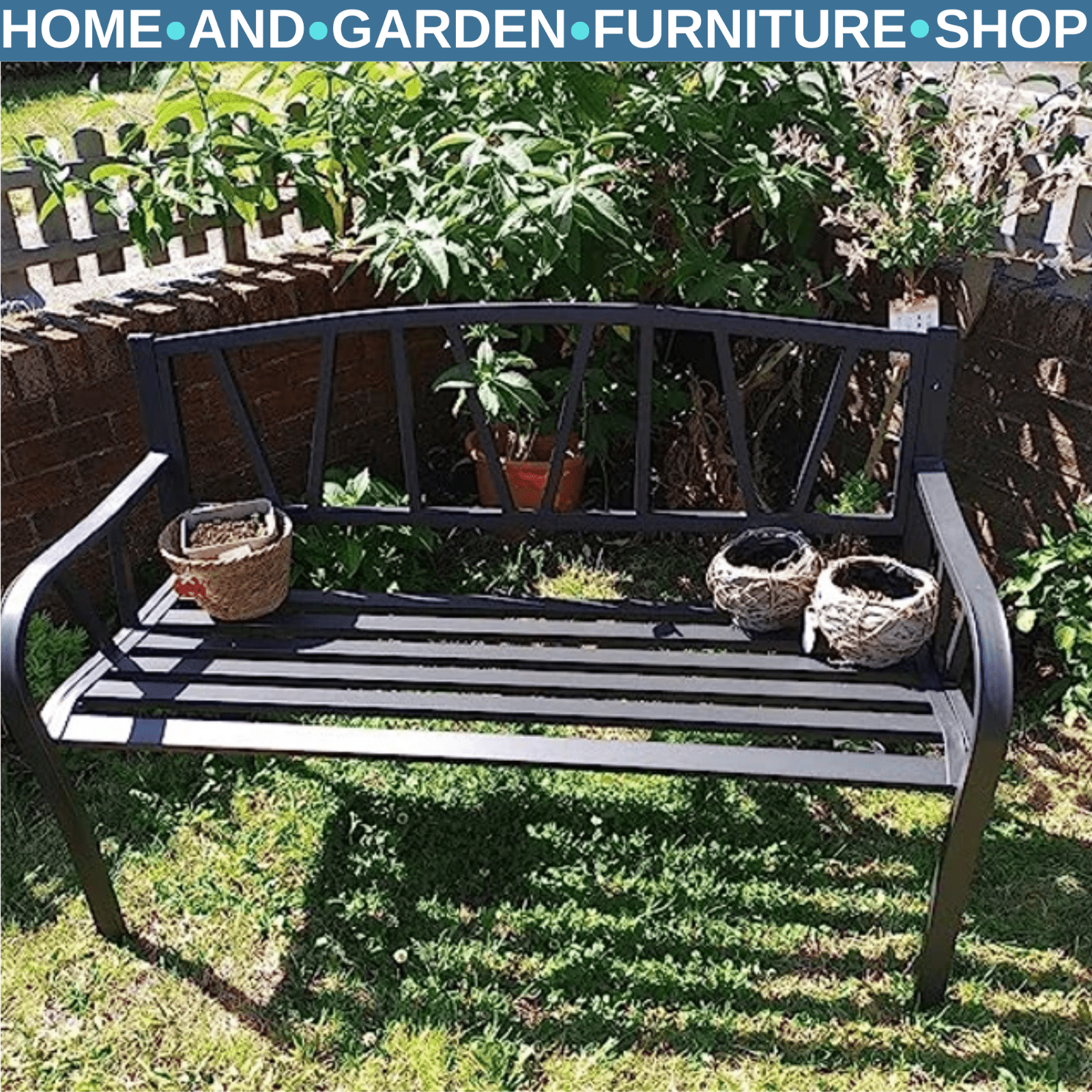 Metal Garden Bench 2 Seater Loveseat Outdoor Garden Furniture Patio Bench Seat - Home and Garden Furniture Shop - rustic - furniture