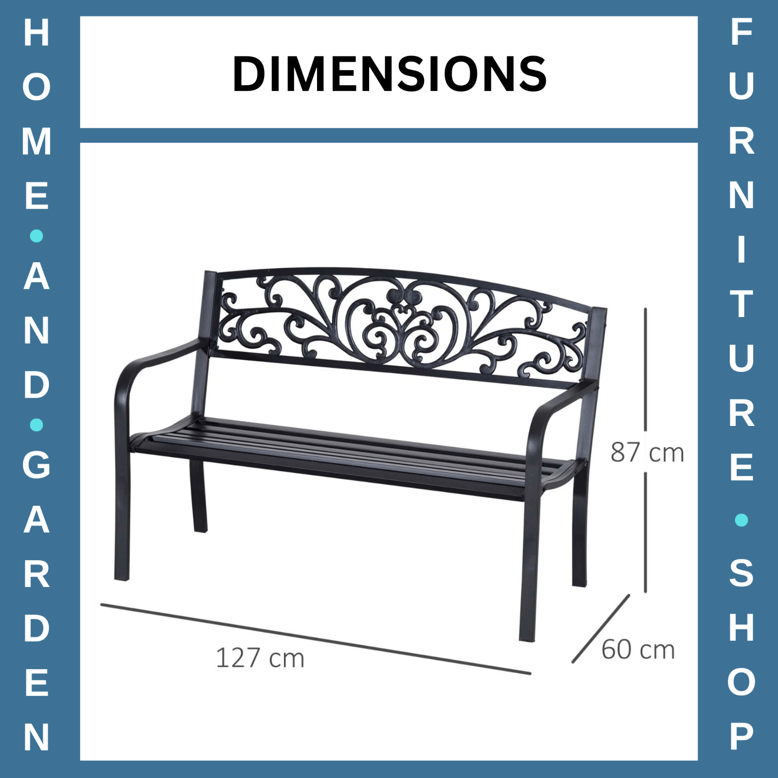 Metal Garden Bench 2 Seater Porch Patio Park Chair Seat Outdoor Vintage Design - Home and Garden Furniture Shop - #rustic - furniture#
