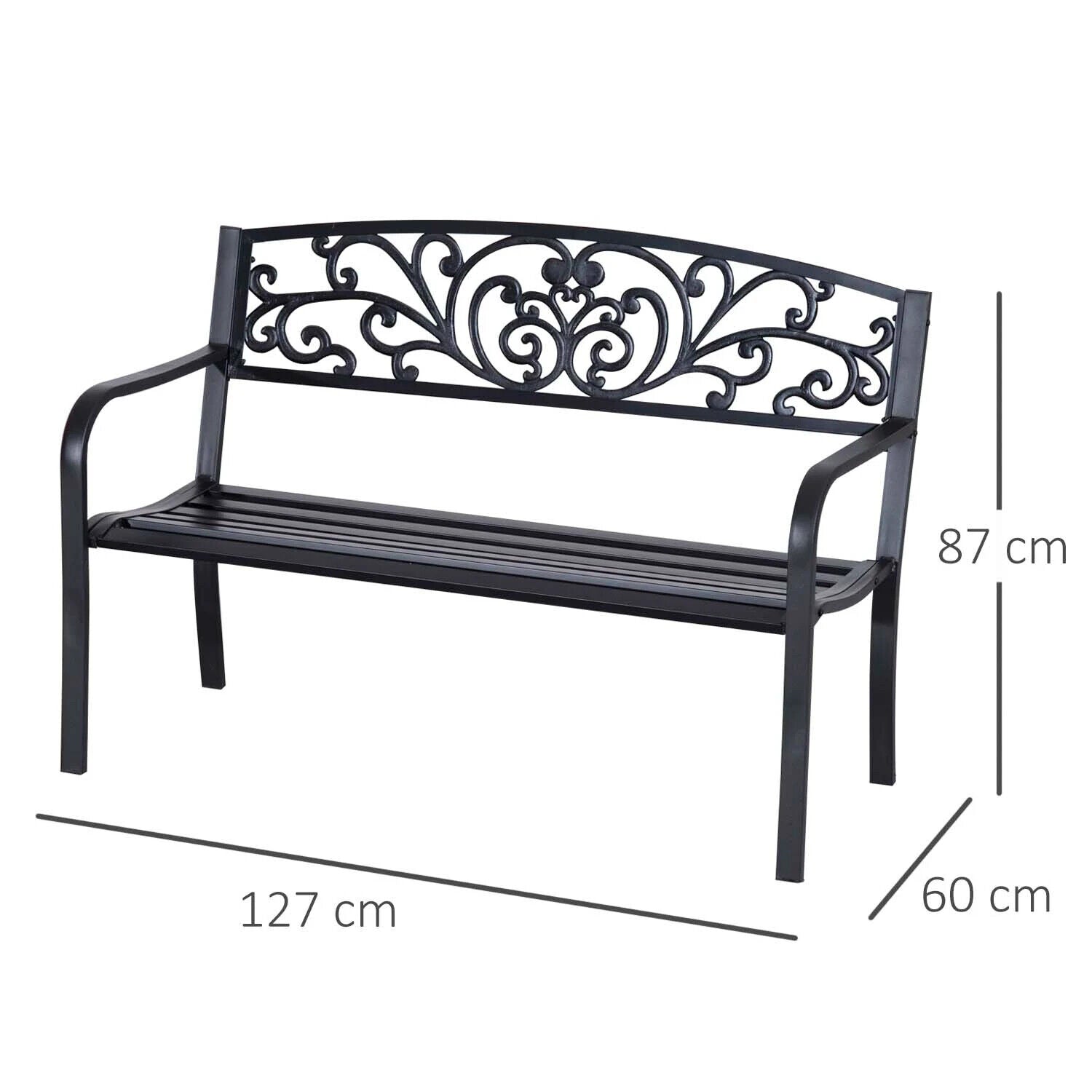 Metal Garden Bench 2 Seater Porch Patio Park Chair Seat Outdoor Vintage Design - Home and Garden Furniture Shop - #rustic - furniture#