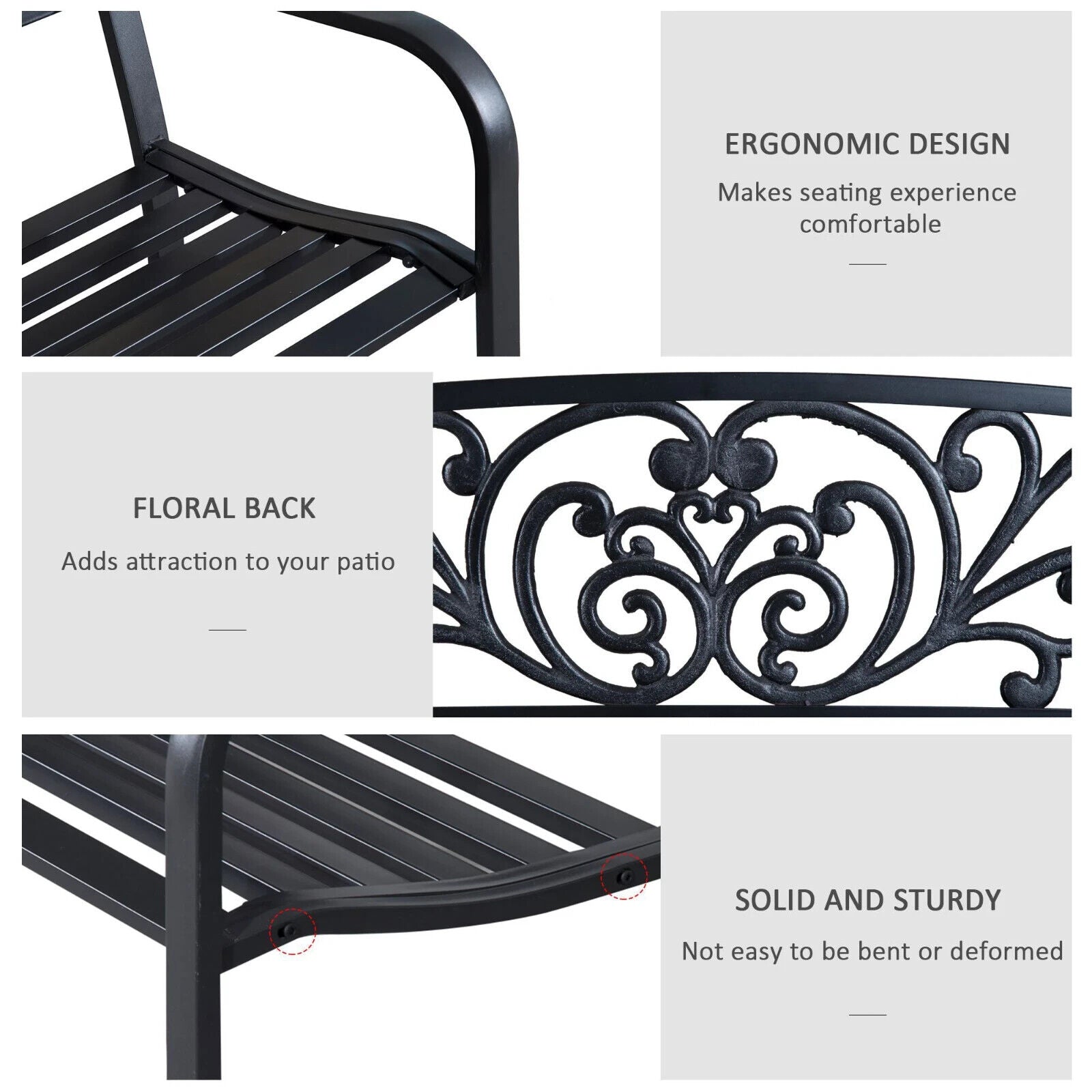 Metal Garden Bench 2 Seater Porch Patio Park Chair Seat Outdoor Vintage Design - Home and Garden Furniture Shop - #rustic - furniture#