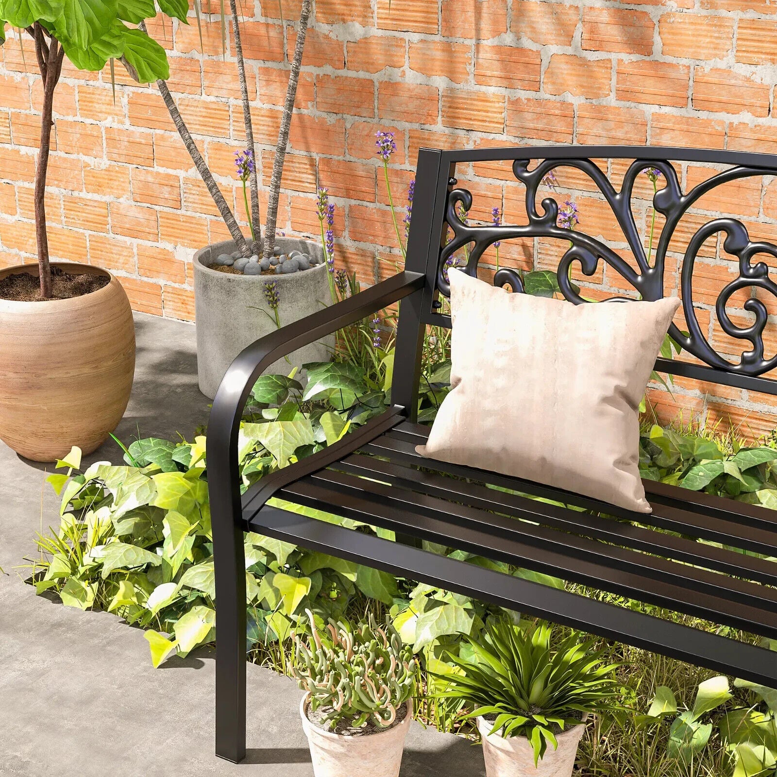 Metal Garden Bench 2 Seater Porch Patio Park Chair Seat Outdoor Vintage Design - Home and Garden Furniture Shop - #rustic - furniture#