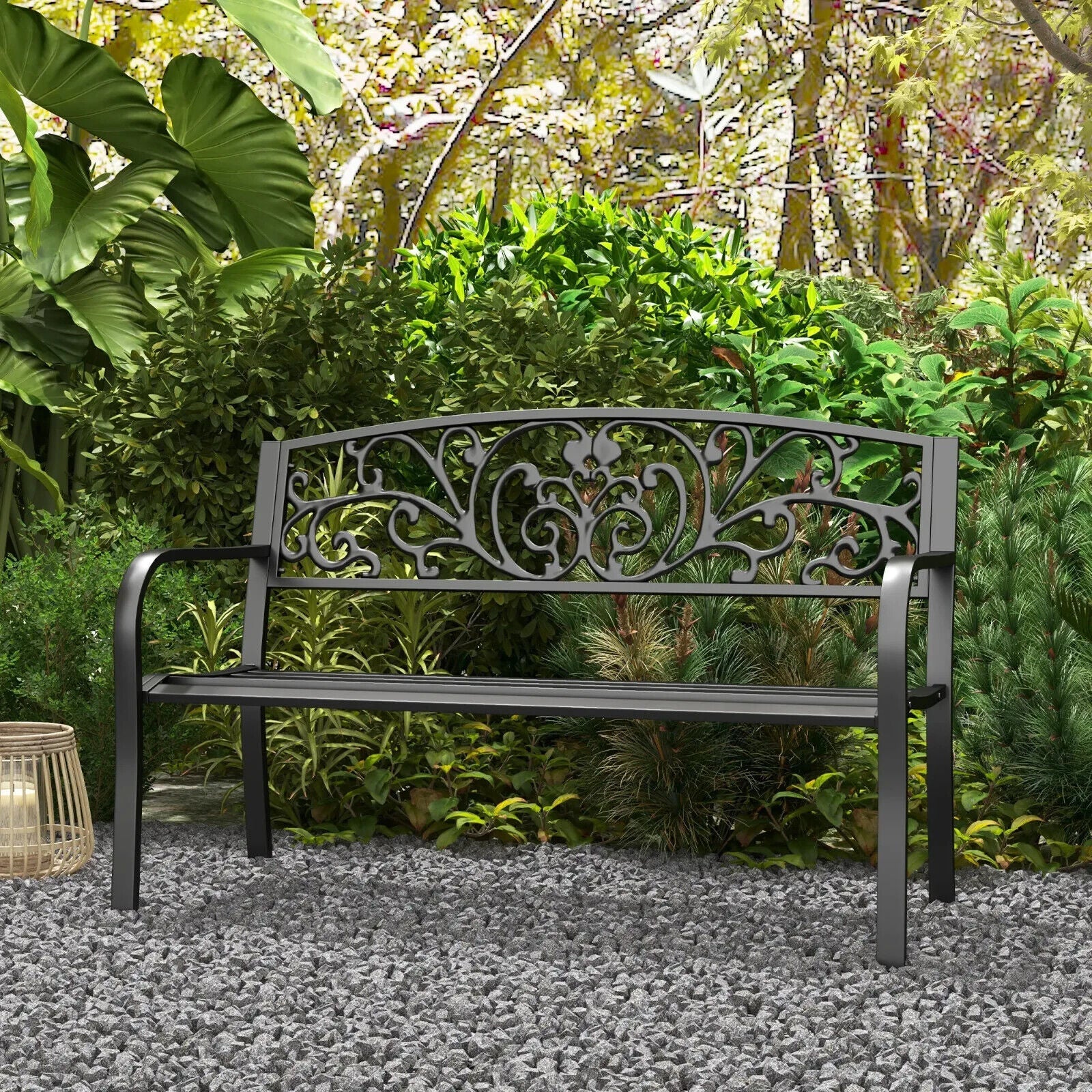 Metal Garden Bench 2 Seater Porch Patio Park Chair Seat Outdoor Vintage Design - Home and Garden Furniture Shop - #rustic - furniture#
