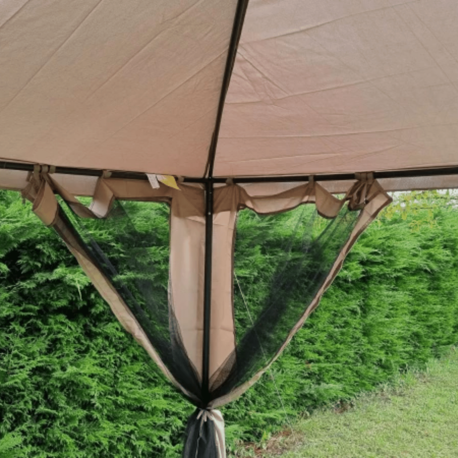 Metal Garden Gazebo Outdoor 2 - Tier Roof Marquee Party Tent Taup Shelter 3 x 3 m - Home and Garden Furniture Shop - rustic - furniture