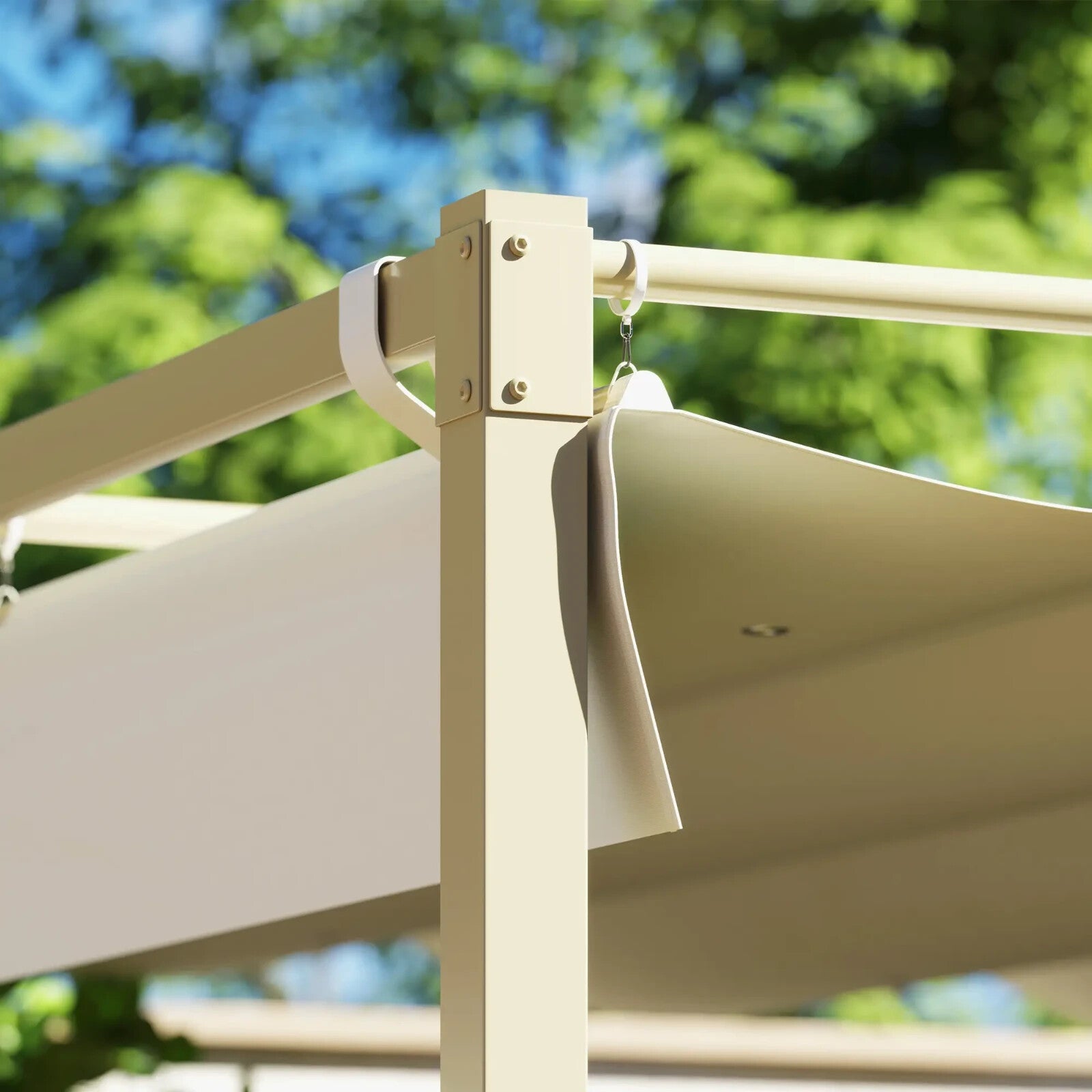 Metal Garden Pergola with Roof Retractable Canopy Khaki Patio Shelter Sun Shade - Home and Garden Furniture Shop - rustic - furniture