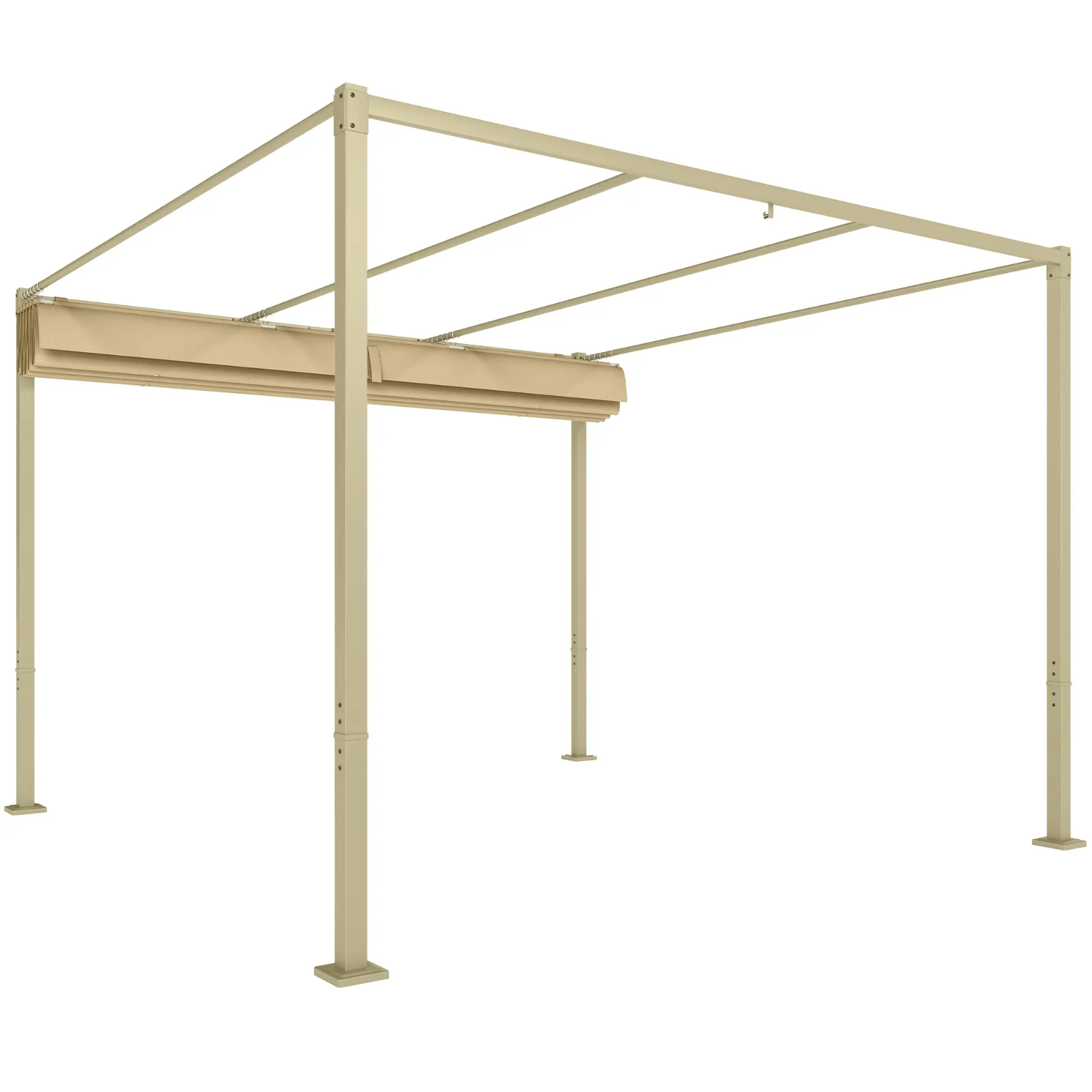 Metal Garden Pergola with Roof Retractable Canopy Khaki Patio Shelter Sun Shade - Home and Garden Furniture Shop - rustic - furniture
