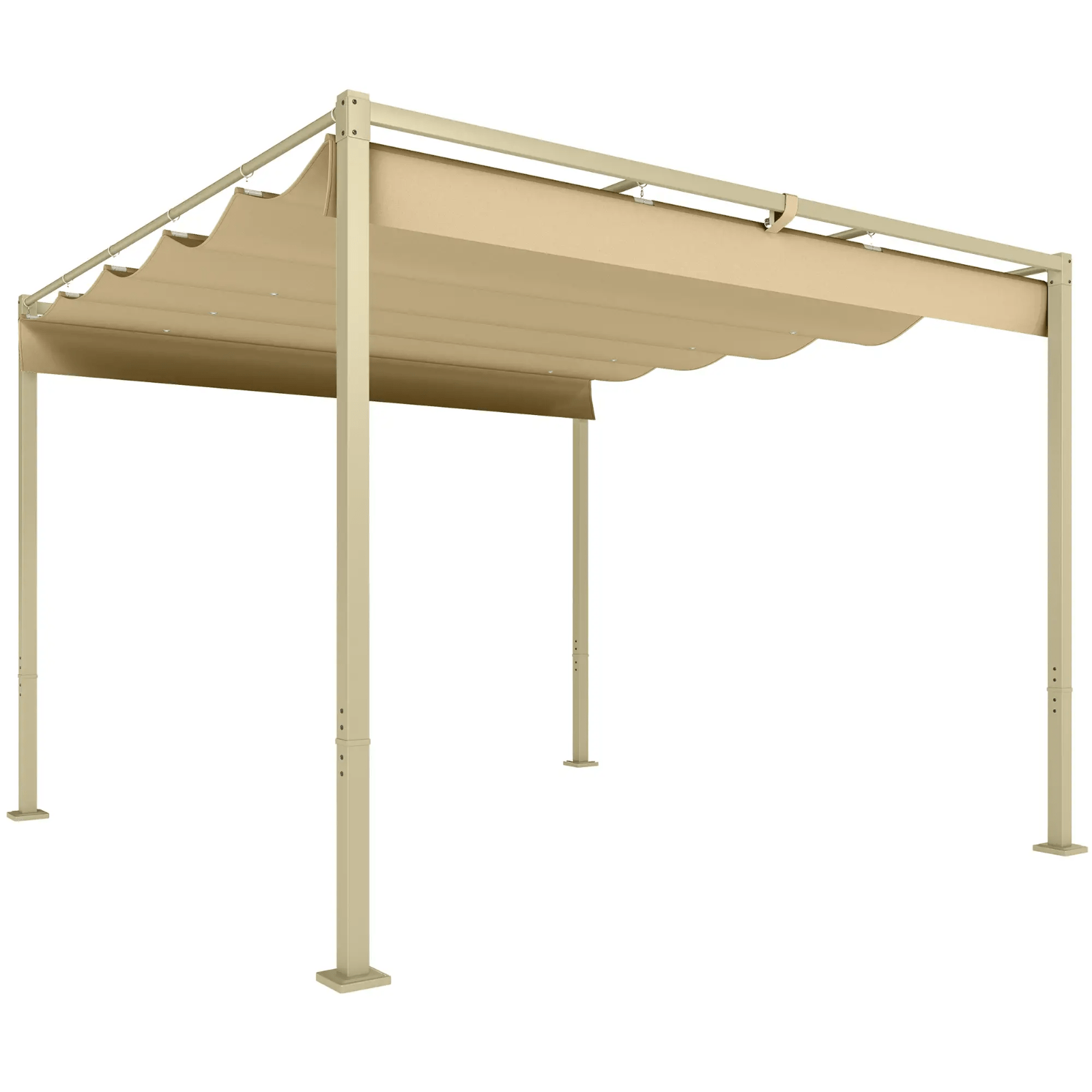 Metal Garden Pergola with Roof Retractable Canopy Khaki Patio Shelter Sun Shade - Home and Garden Furniture Shop - rustic - furniture