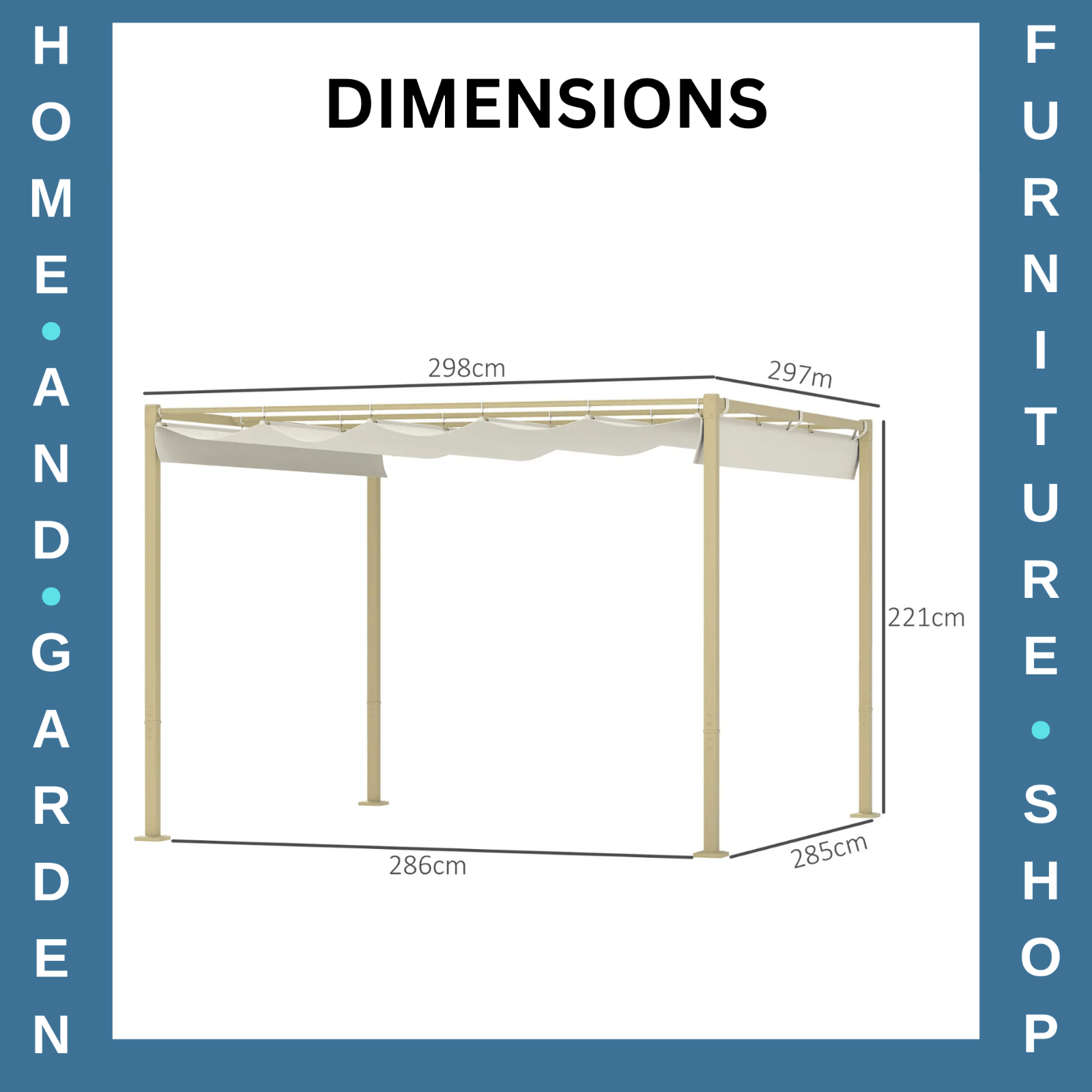 Metal Garden Pergola with Roof Retractable Canopy Khaki Patio Shelter Sun Shade - Home and Garden Furniture Shop - rustic - furniture