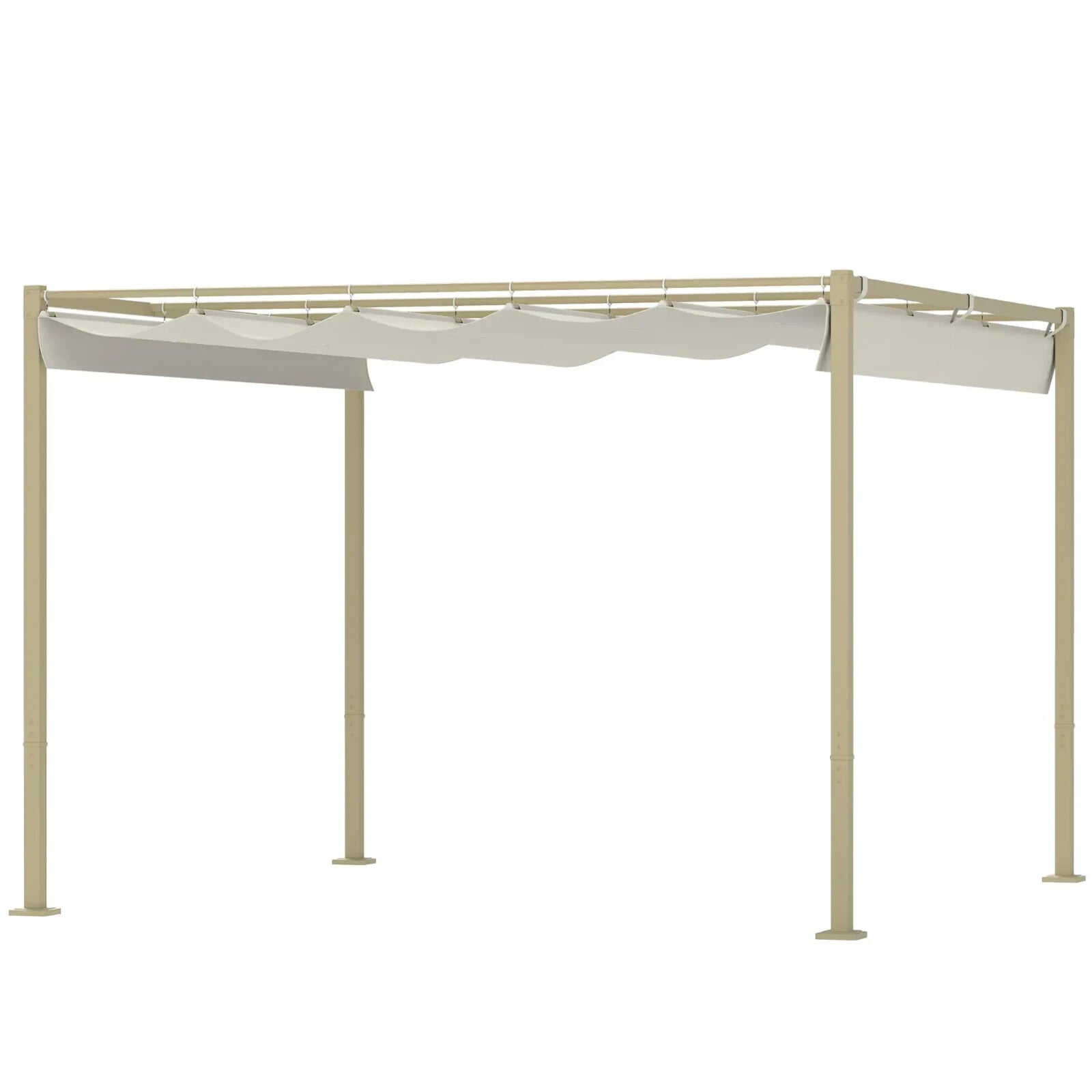 Metal Garden Pergola with Roof Retractable Canopy Khaki Patio Shelter Sun Shade - Home and Garden Furniture Shop - rustic - furniture