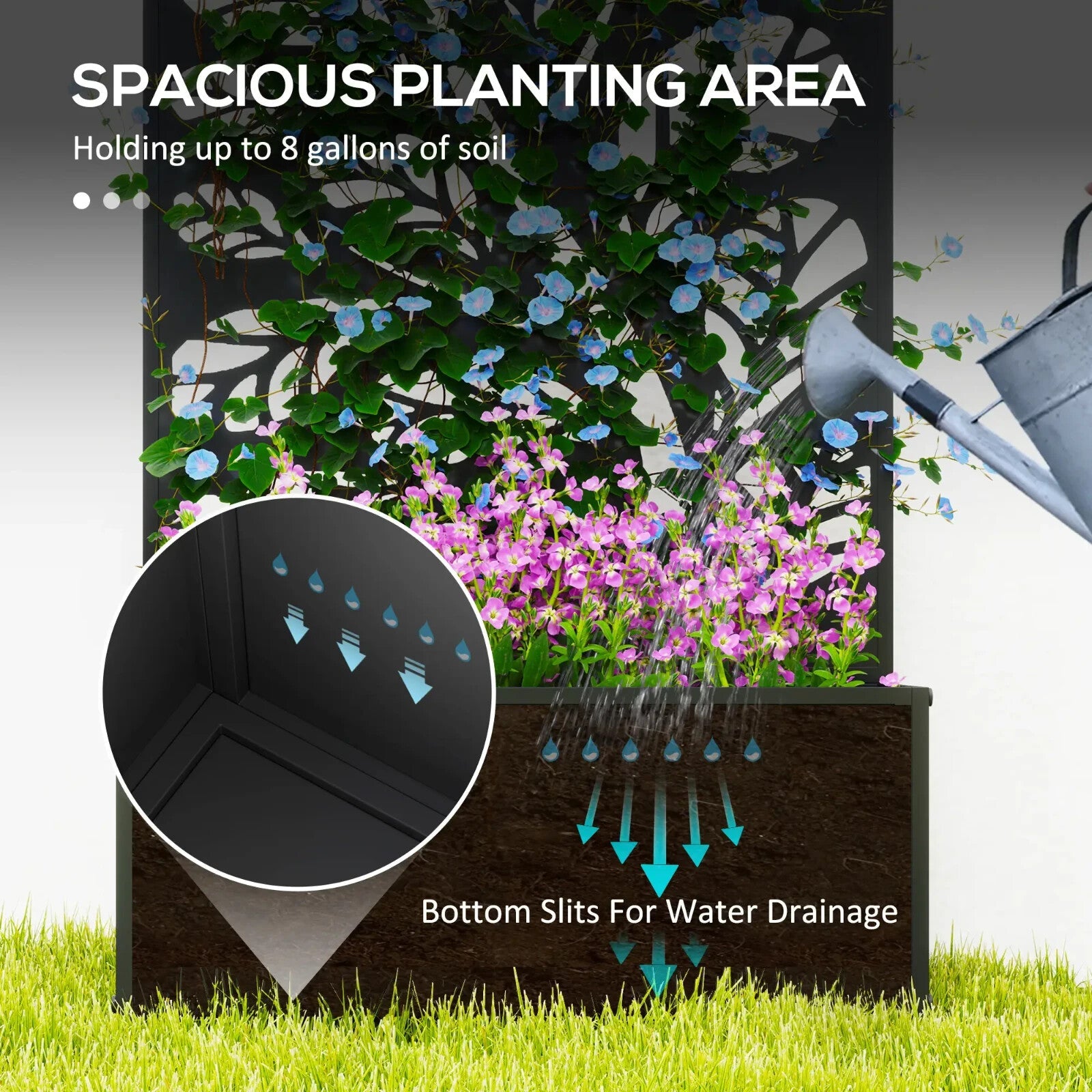 Metal Garden Raised Bed with Back Trellis - Outdoor Elevated Planter Flower Box - Home and Garden Furniture Shop - rustic - furniture